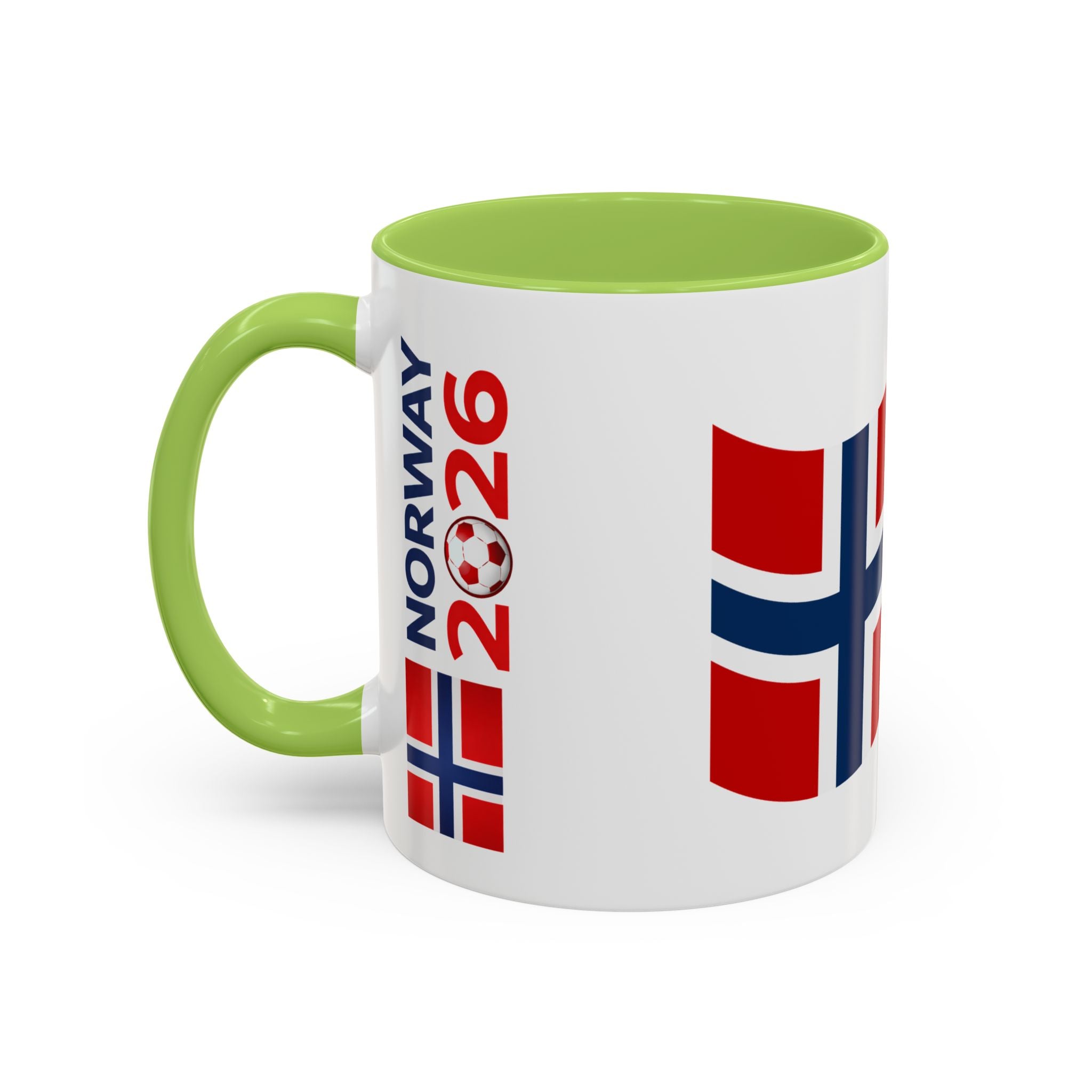 Norway Flag Accent Coffee Mug – Norway 2026 Soccer Fan Ceramic Mug (11/15oz)