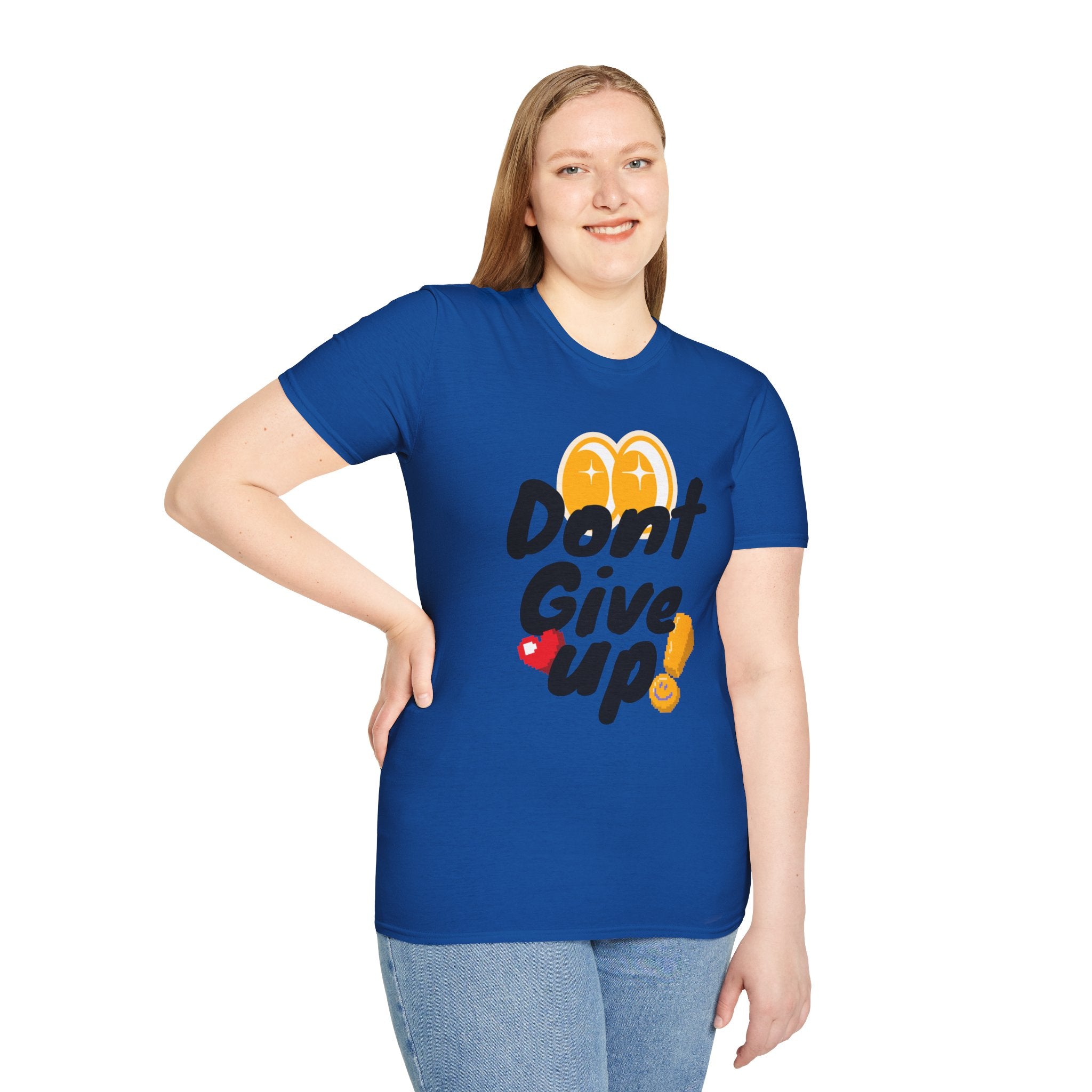 Don't Give Up T-Shirt — Motivational Graphic Tee with Positive Icons