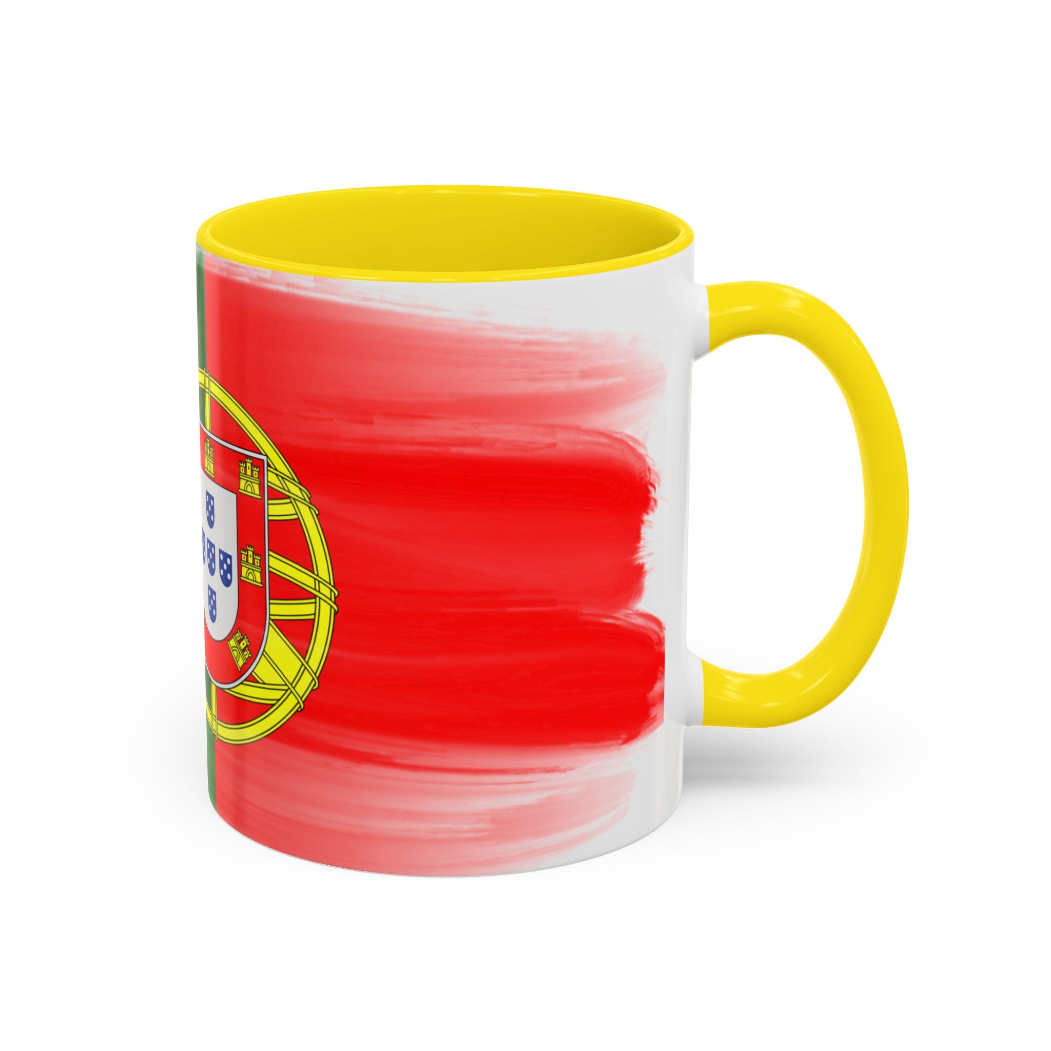 Portugal Flag Accent Coffee Mug — Painted Portuguese Crest Design (11/15oz)