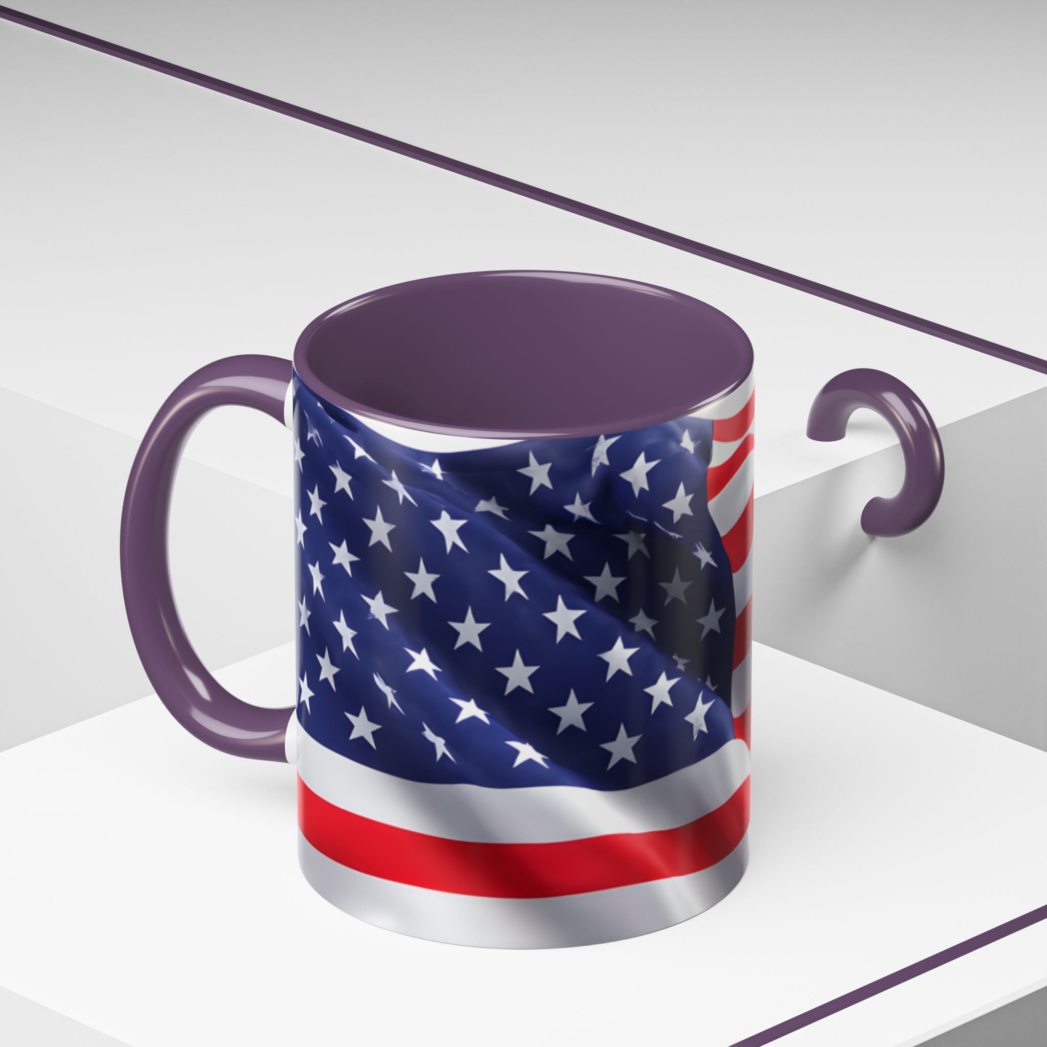American Flag Accent Coffee Mug — Patriotic USA Stars & Stripes Ceramic Mug (11/15oz)