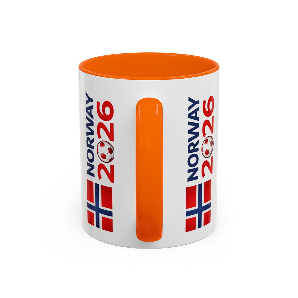 Norway Flag Accent Coffee Mug – Norway 2026 Soccer Fan Ceramic Mug (11/15oz)