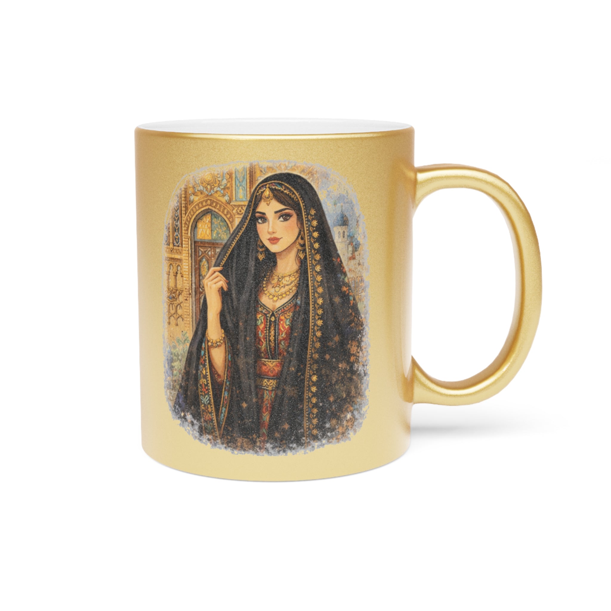 Gold Metallic Mug — Persian Princess Illustration Coffee Cup baghdad