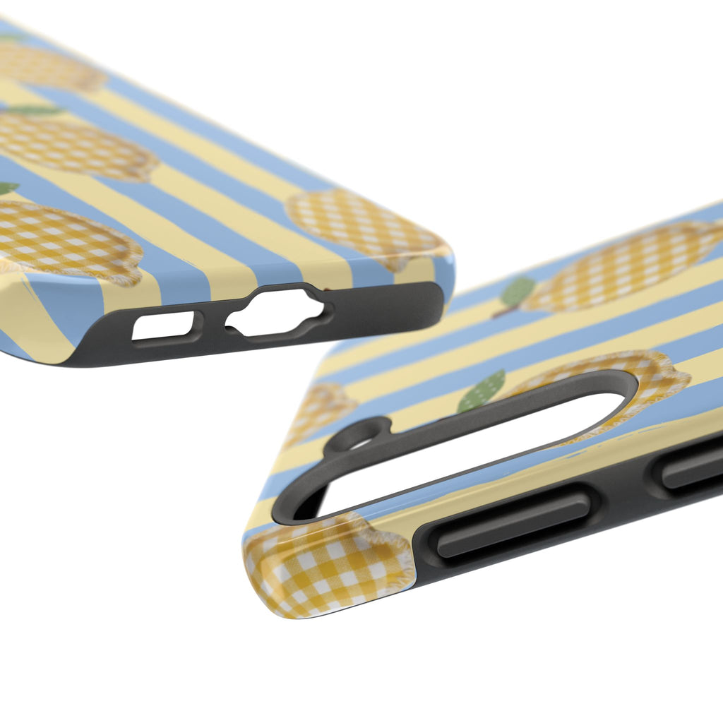 Tough Phone Case — Blue & Yellow Gingham Lemon Design