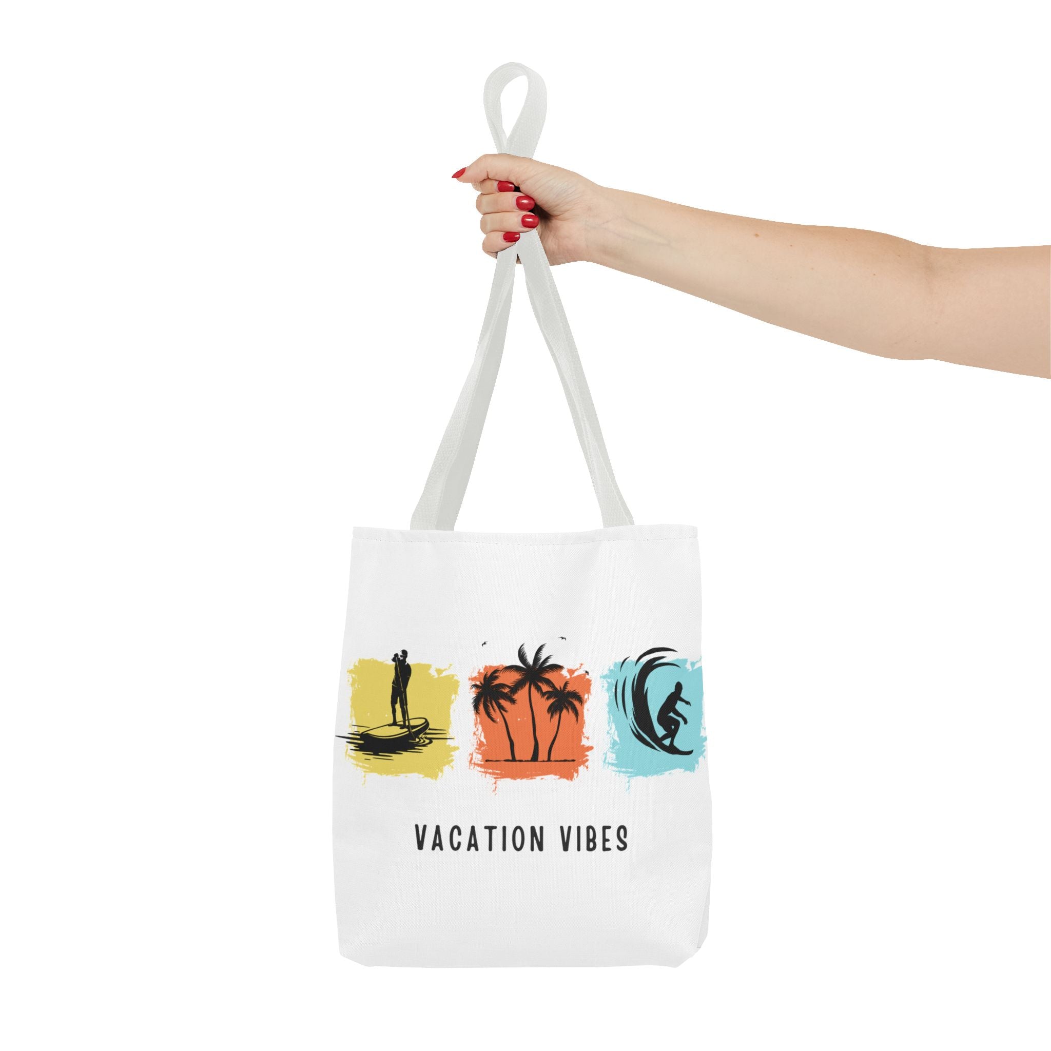 Vacation Vibes Tote Bag — Beach Palm Surf Graphic Tote