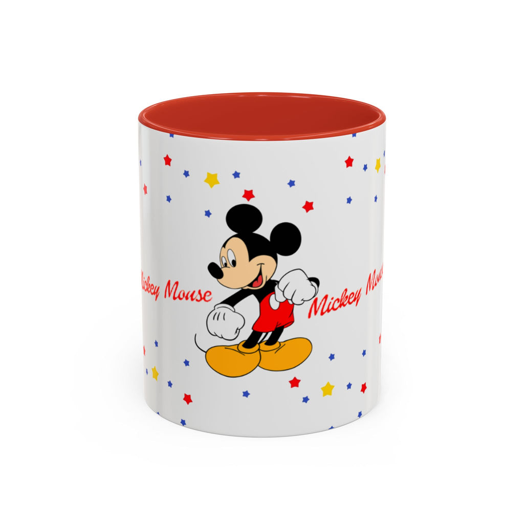 Mickey Mouse Accent Coffee Mug — Retro Cartoon Stars Design (11oz)