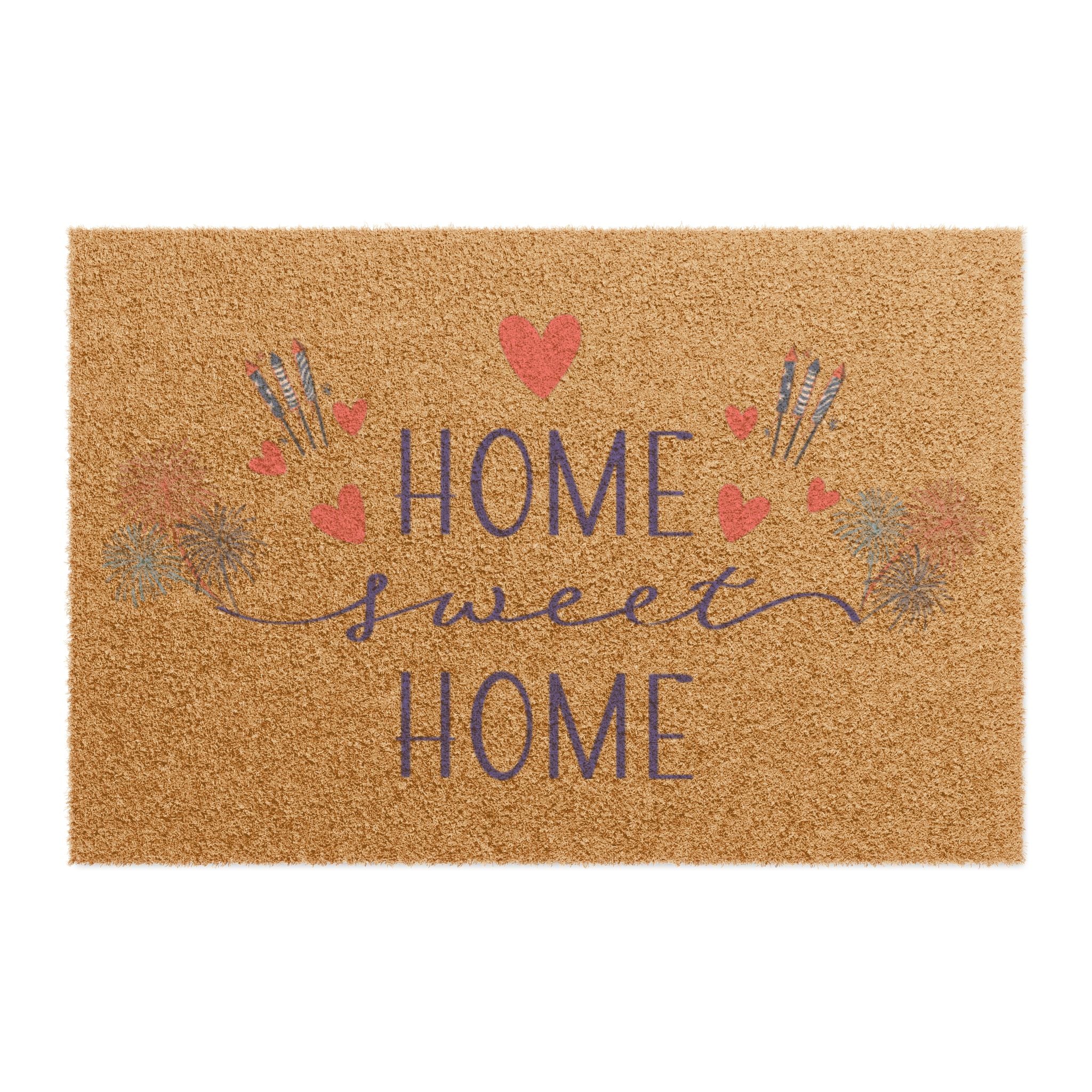 Home Sweet Home Doormat — Floral Heart Welcome Mat