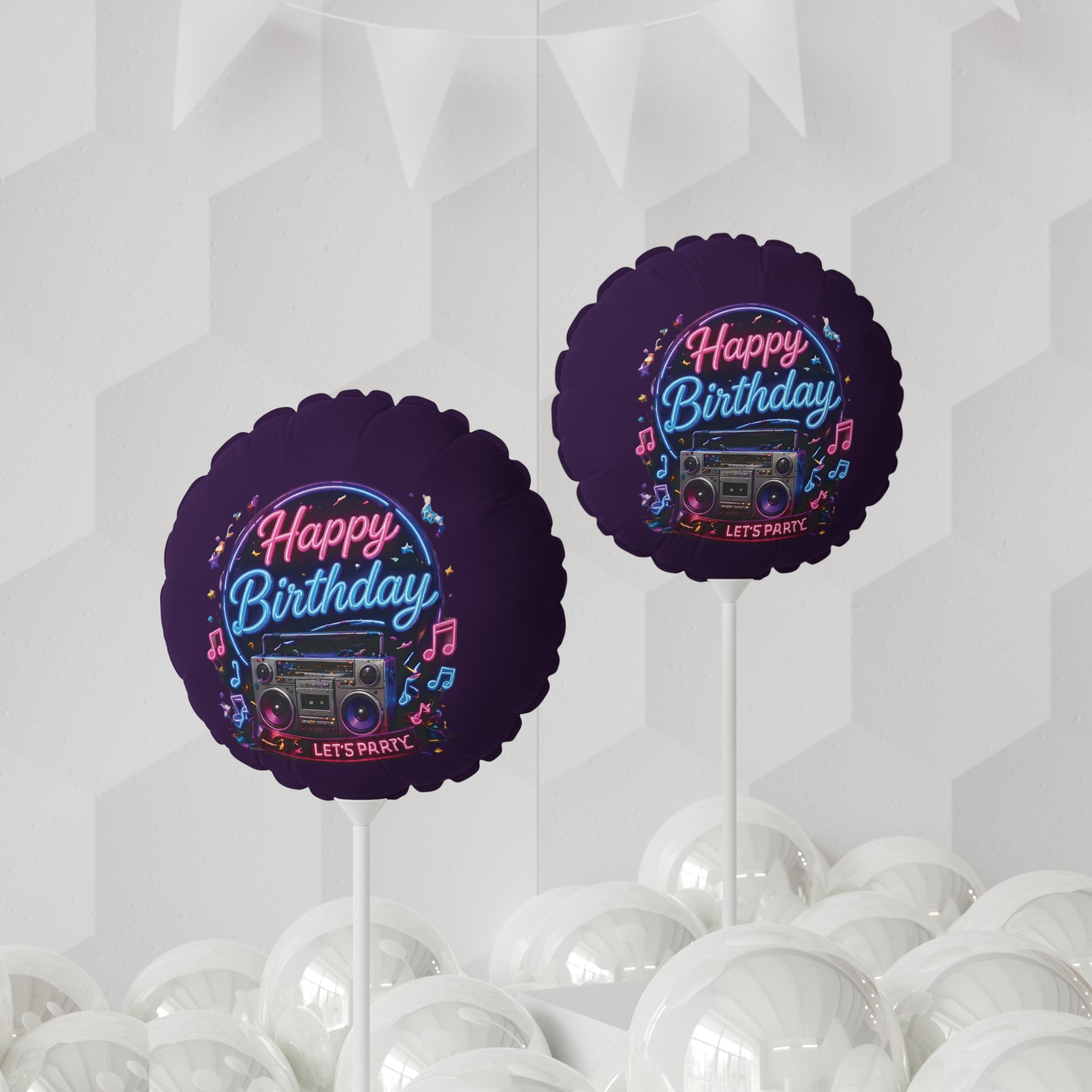 Happy Birthday Music Party Balloon — 11" Round/Heart Foil Balloon