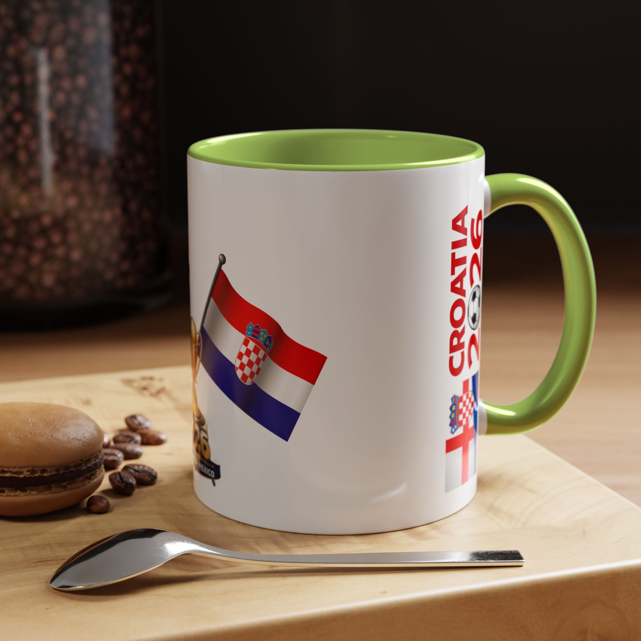 Croatia 2026 Soccer Fan Coffee Mug — Flags & Trophy Cup Design