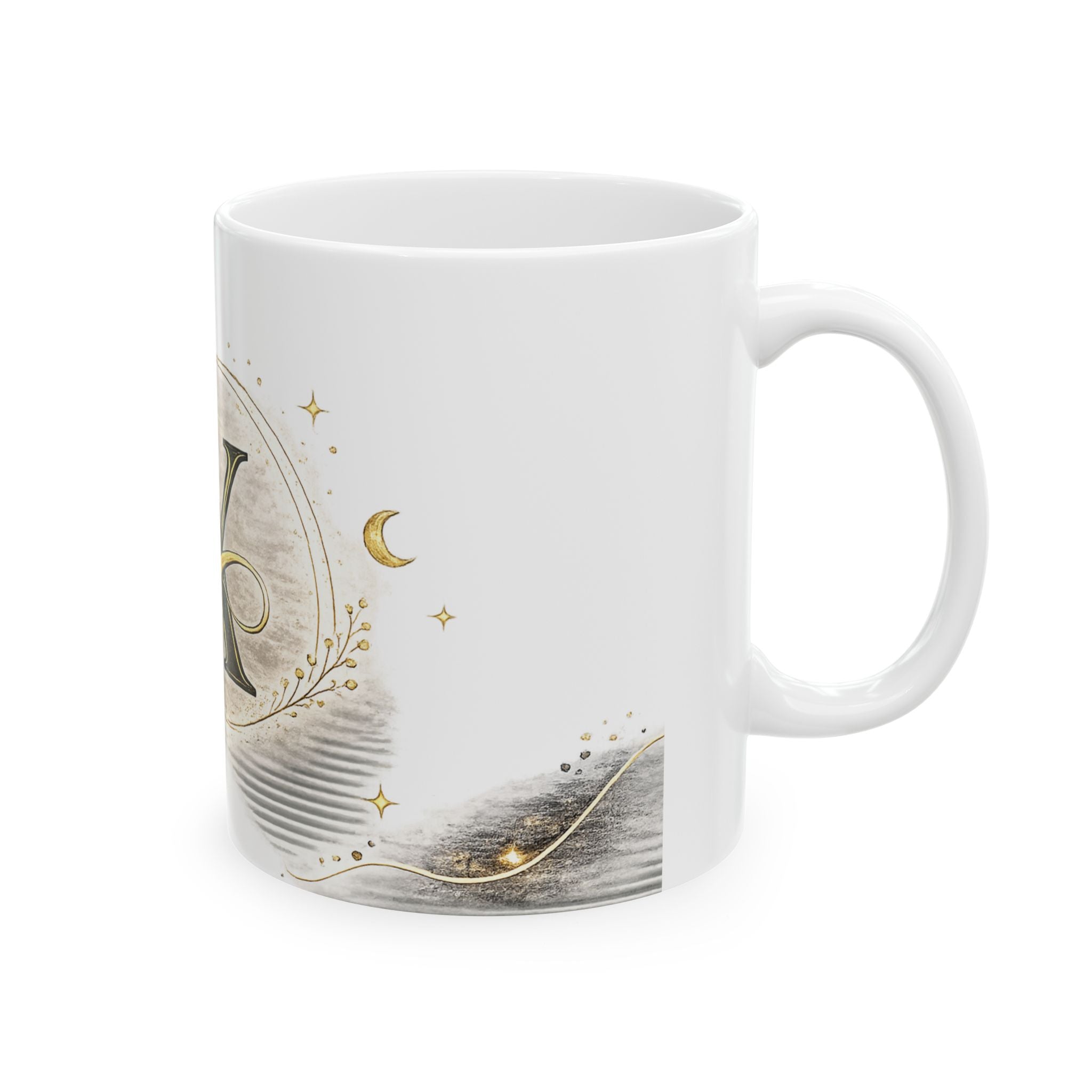 Monogram X Ceramic Mug — Elegant Gold Initial Coffee Cup