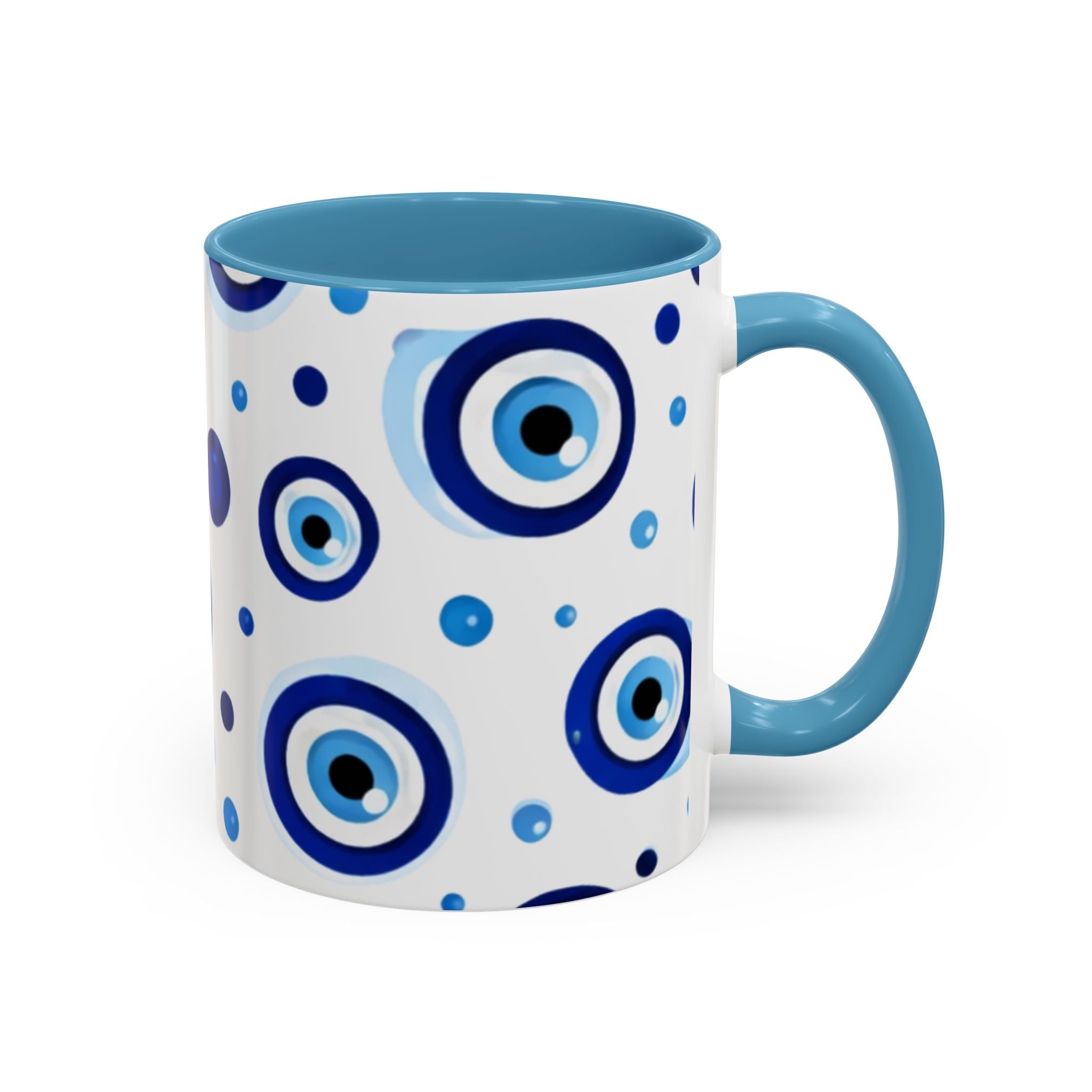 Evil Eye Accent Coffee Mug – Blue Nazar Protection Ceramic Cup (11/15oz)