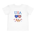 Toddler Tee — 'USA' Patriotic Heart Sunglasses & Ice Cream Cones (4th of July Kids Shirt)