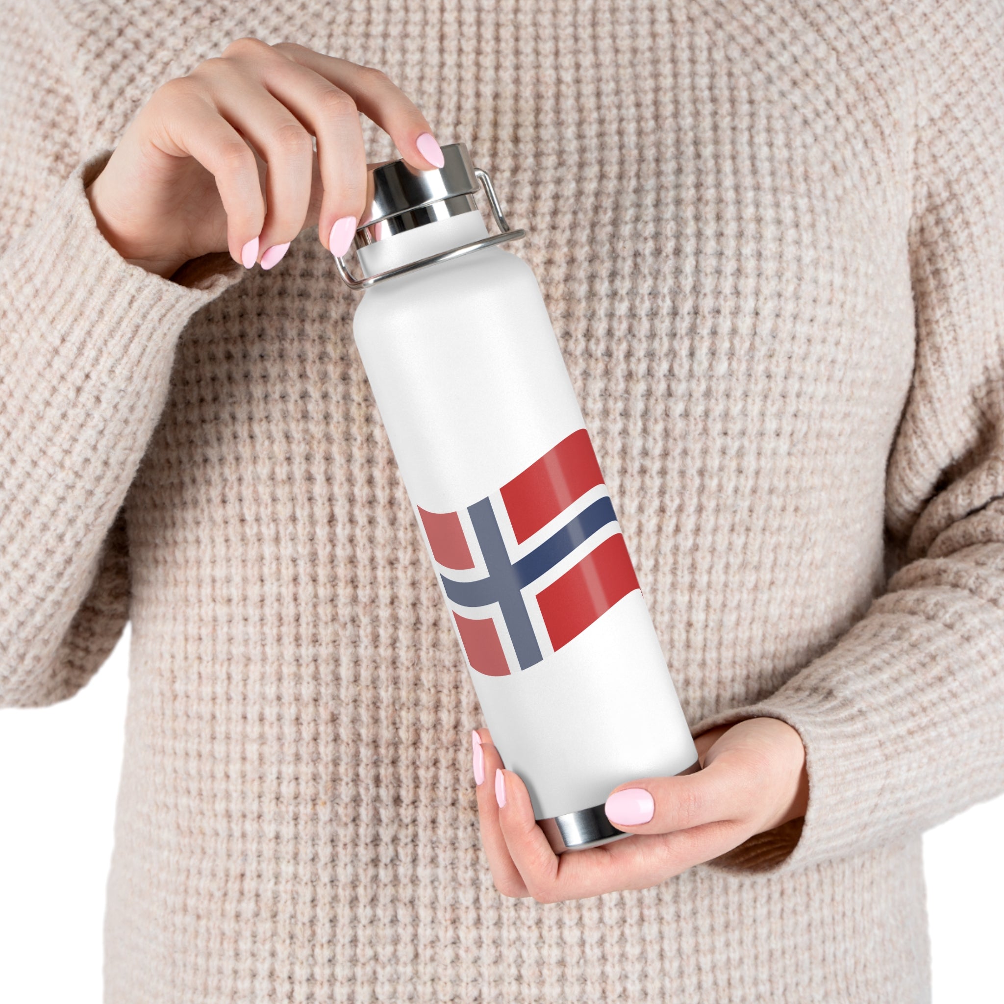 Norway Flag 22oz Vacuum Water Bottle – Insulated Copper Flask for Travel & Outdoor