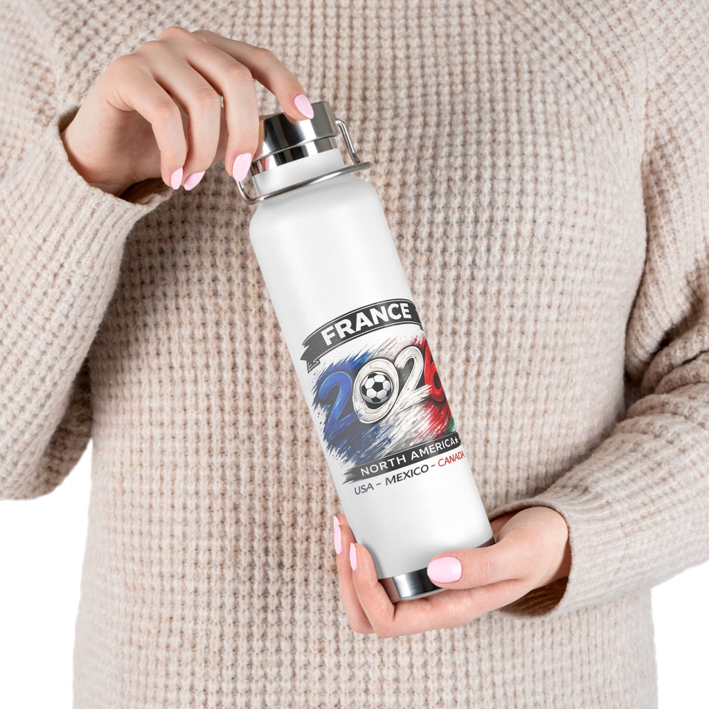 France 2026 Soccer Water Bottle — 22oz Insulated Stadium Bottle
