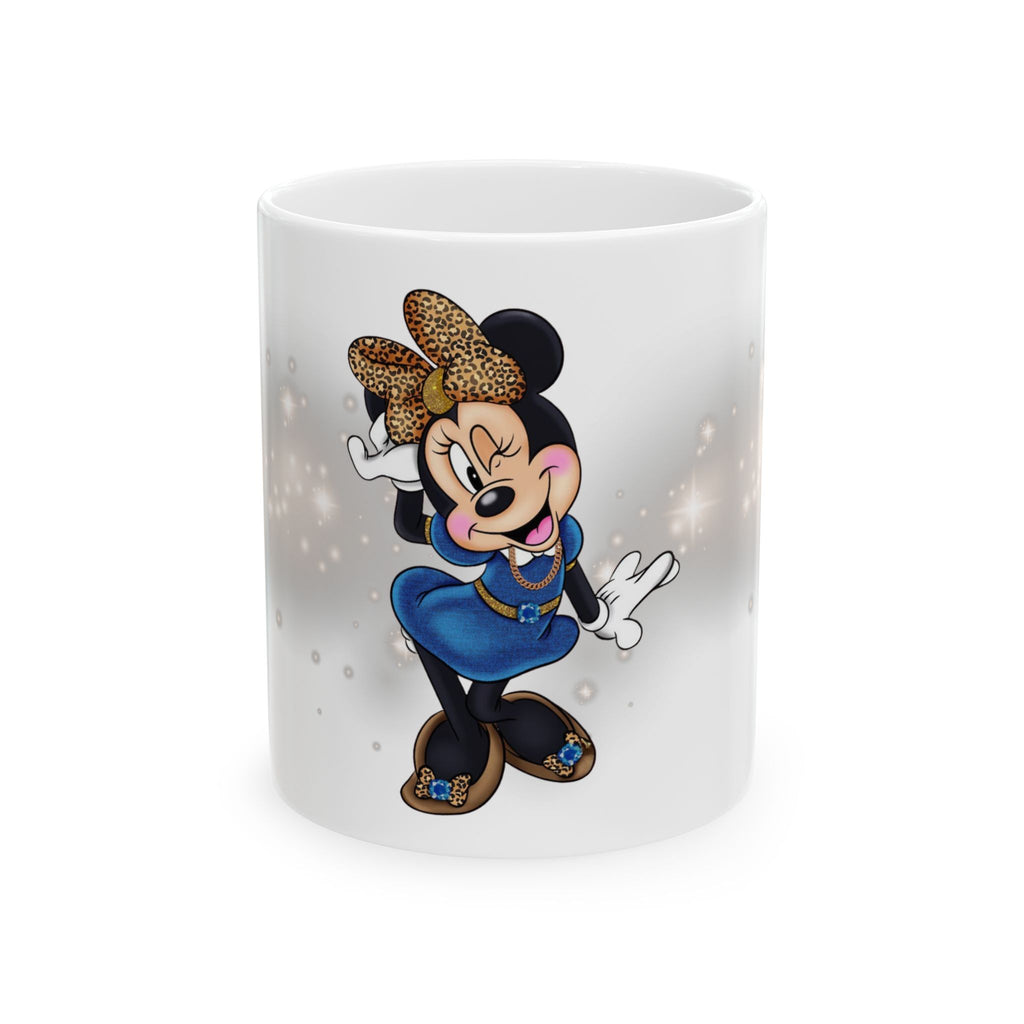 Minnie Mouse Glitter Bow Ceramic Mug (11oz) — Cute Disney Character Coffee Cup