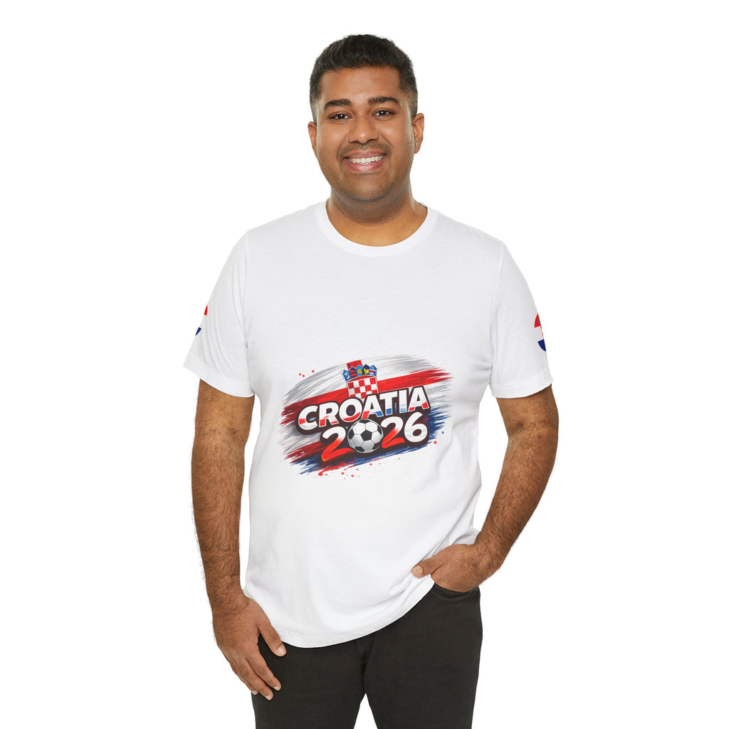 Croatia 2026 Soccer Fan Tee — Croatian Flag Ribbon Football Jersey Shirt