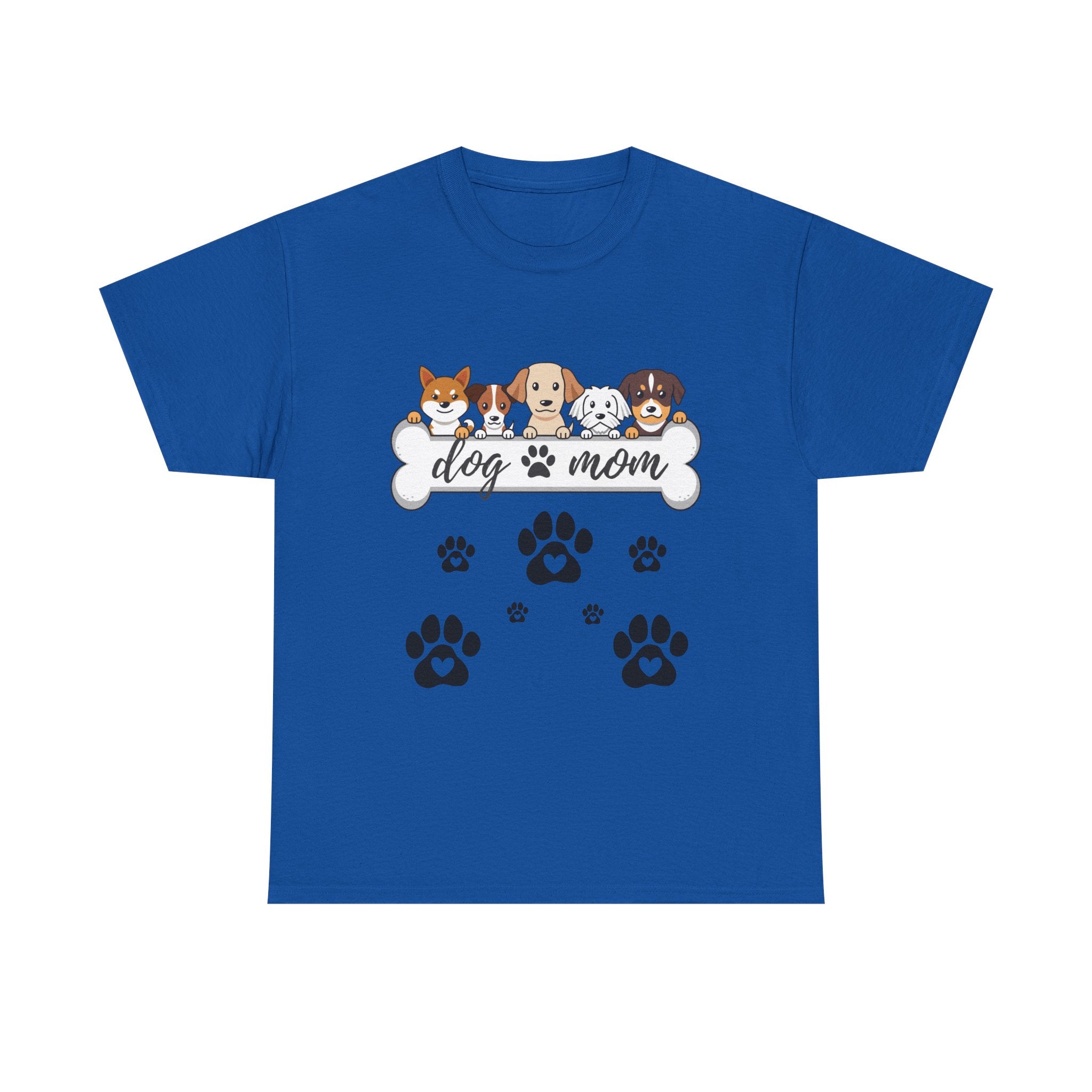 Dog Mom T-Shirt — Cute Paw Print & Cartoon Dogs Tee