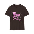 Nurses Save Lives T-Shirt — Pink Nurse Hat & Stethoscope Tee