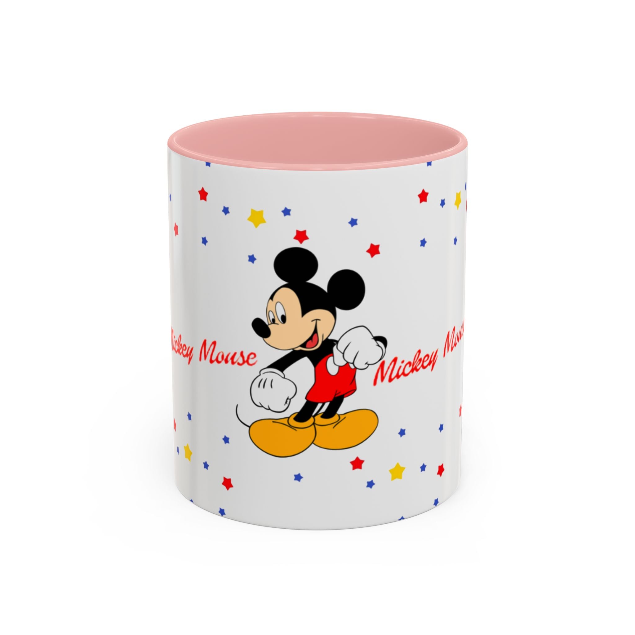 Mickey Mouse Accent Coffee Mug — Retro Cartoon Stars Design (11oz)