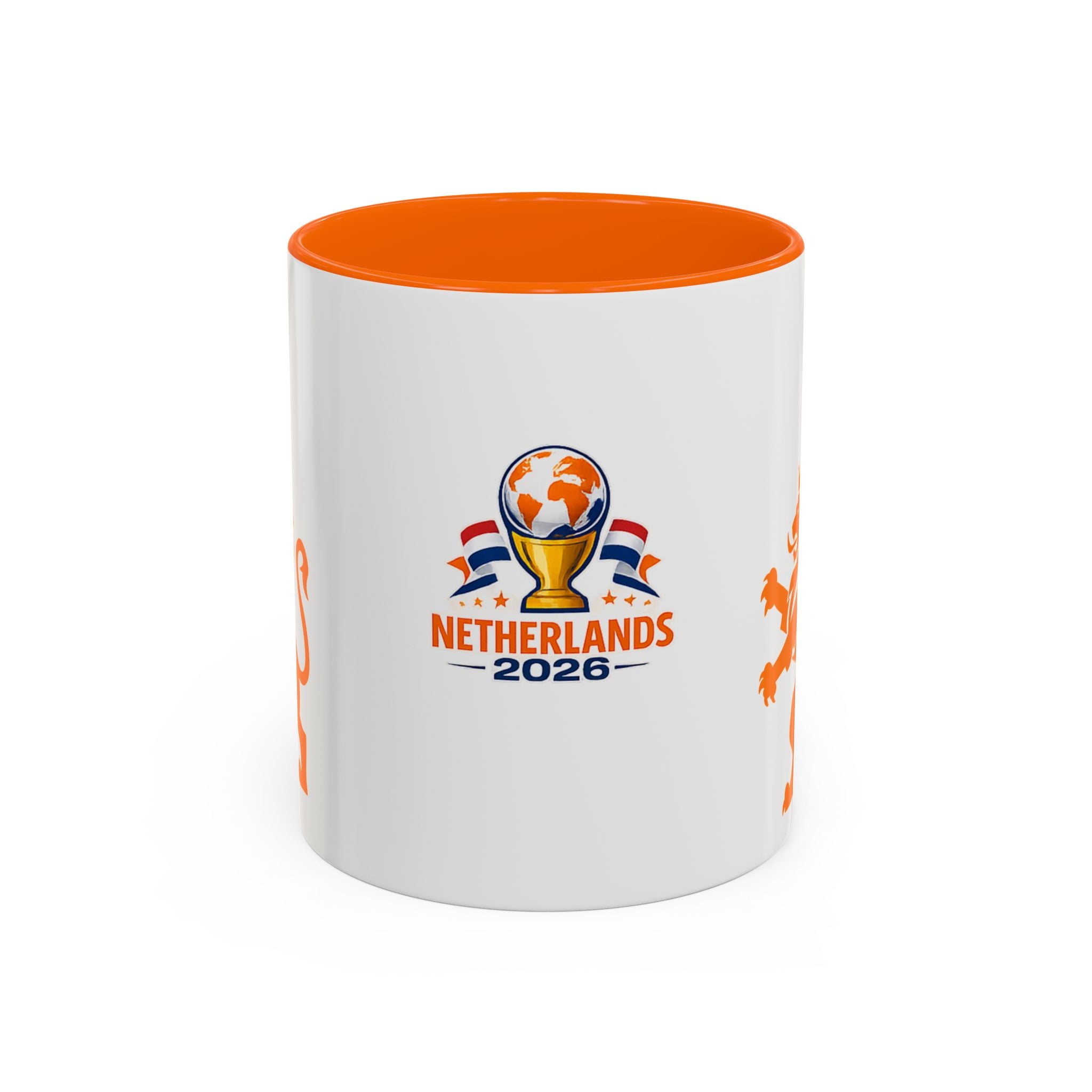 Netherlands 2026 Soccer Fan Coffee Mug — Orange Lion Accent Mug