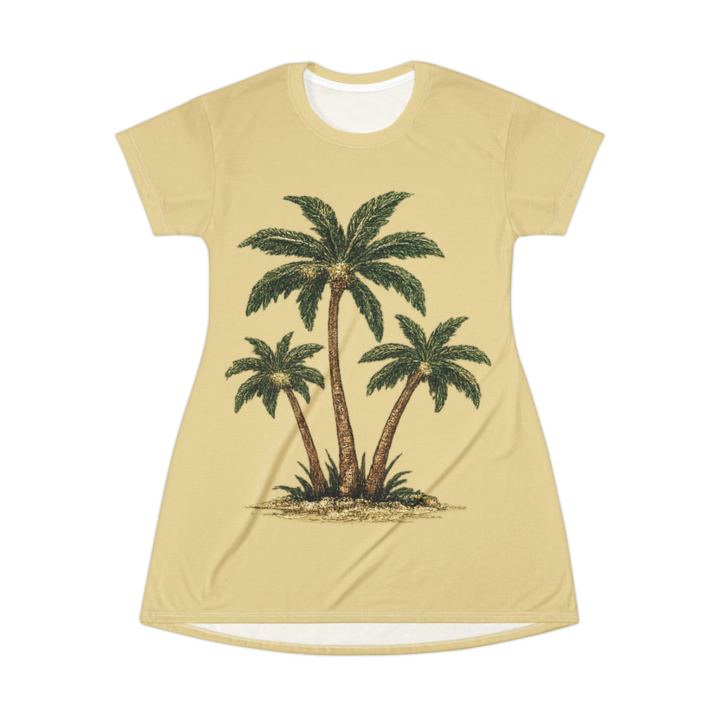 Palm Tree T-Shirt Dress — Tropical Beach Vacation Sundress