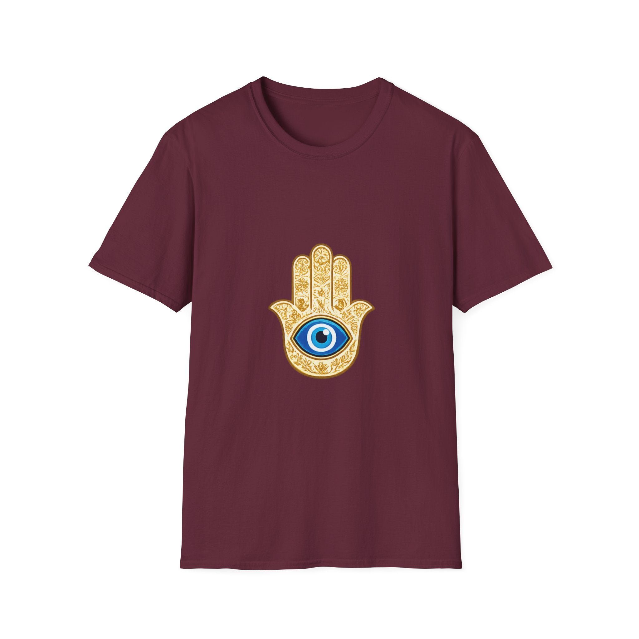 Hamsa Hand T-Shirt with Blue Evil Eye — Protective Spiritual Symbol Tee