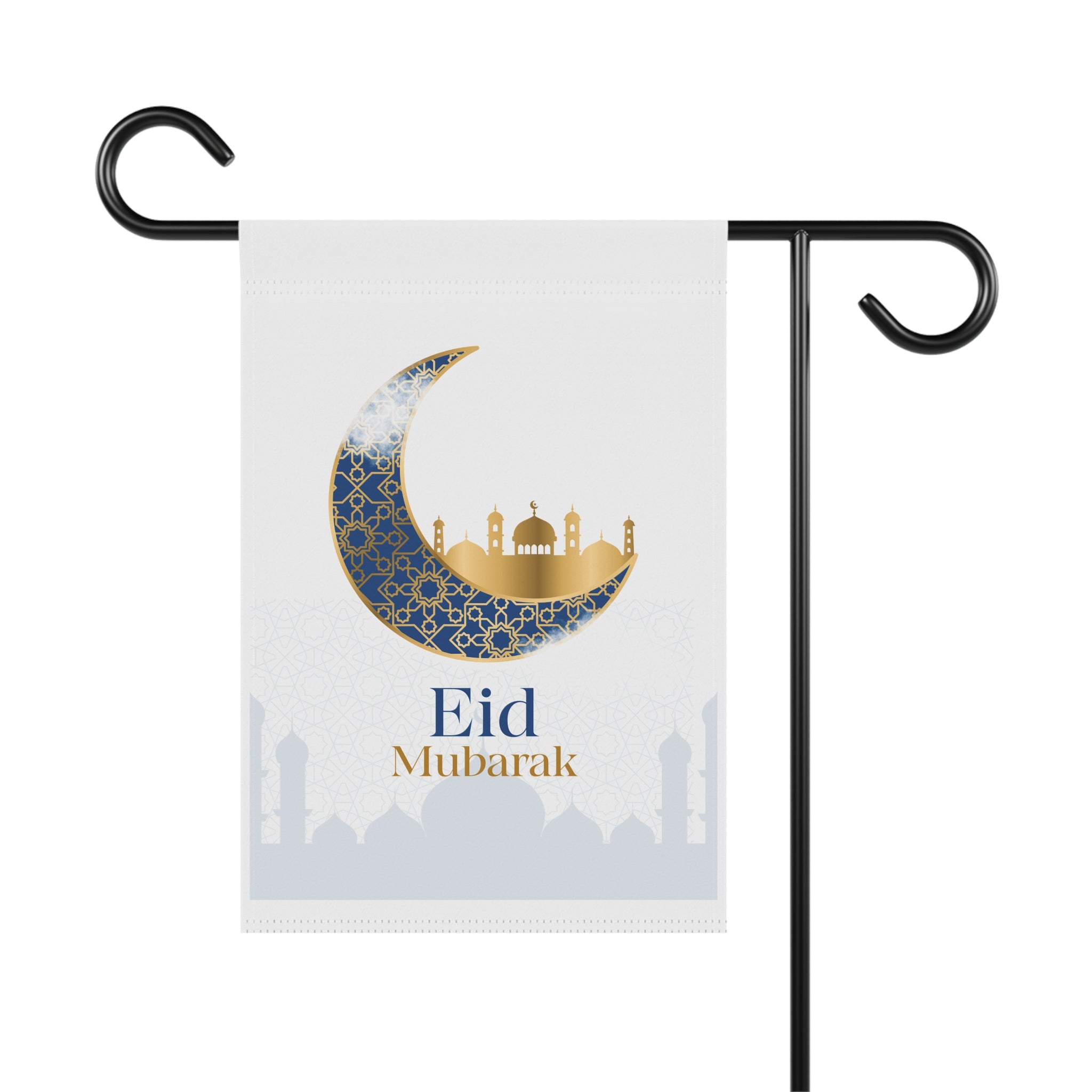 Eid Mubarak Crescent Garden Flag — Decorative Ramadan House Banner