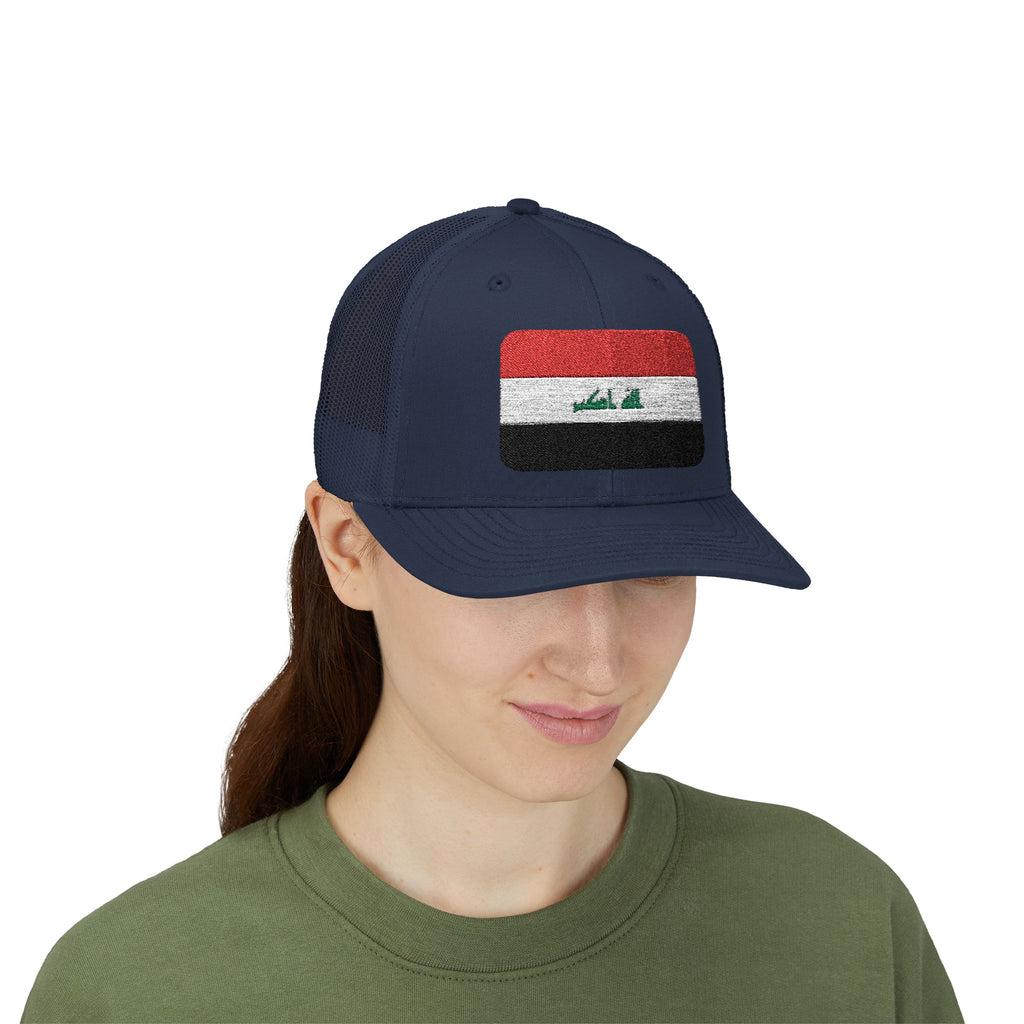 Iraq Flag Snapback Trucker Cap - Embroidered Iraqi Flag Mesh Hat