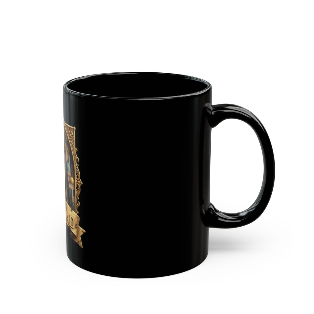 Made in Baghdad Black Mug — Middle Eastern Portrait Coffee Cup, Cultural Gift (11oz/15oz)