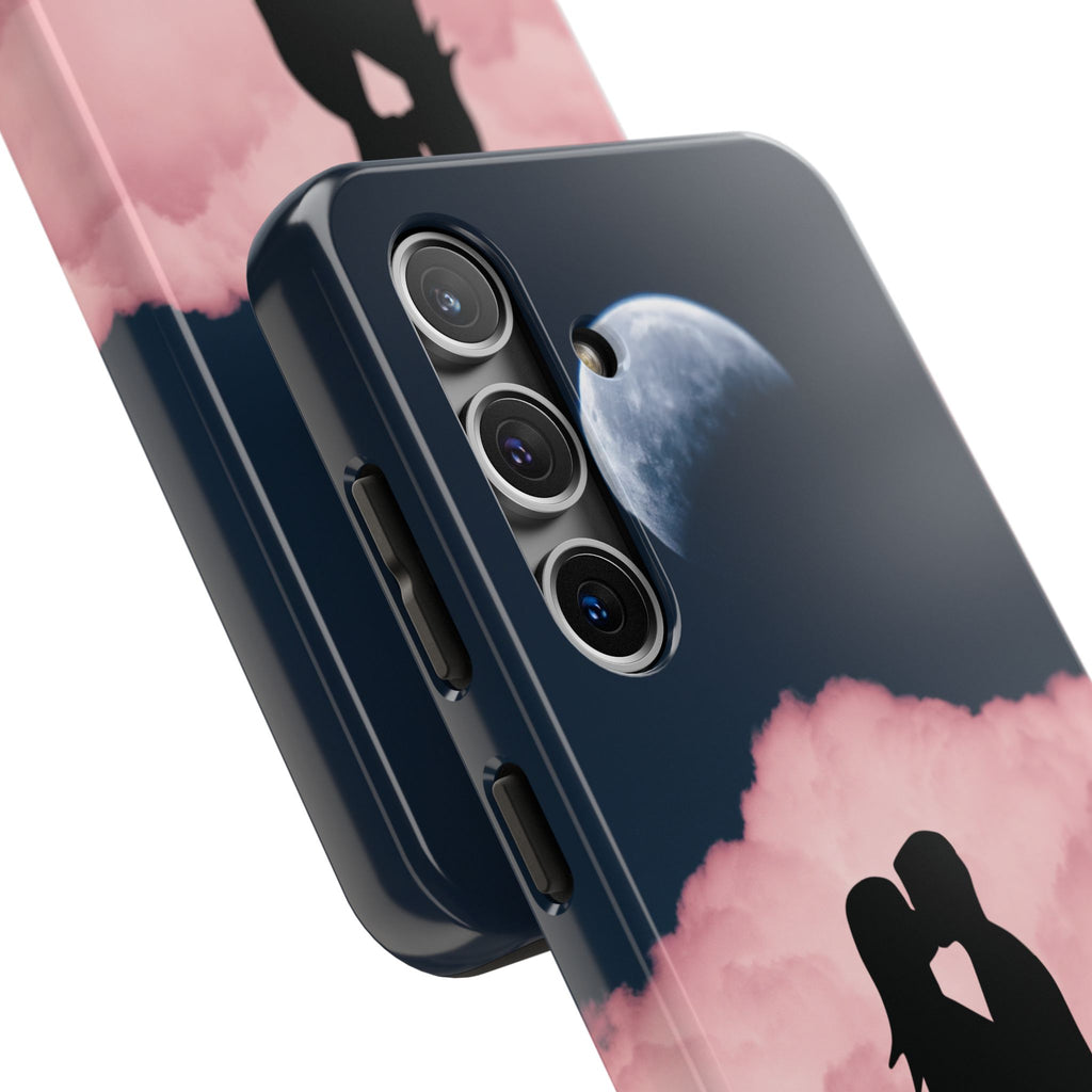 Tough Phone Case — Romantic Couple Silhouette with Moon & Pink Cloud