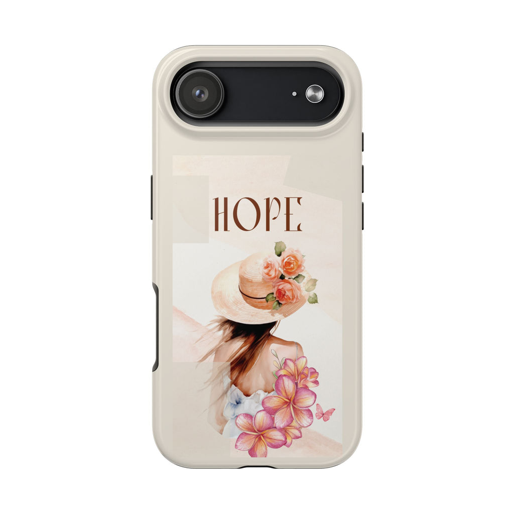 Hope Floral Tough Phone Case — Protective iPhone Case with Watercolor Girl & Flowers