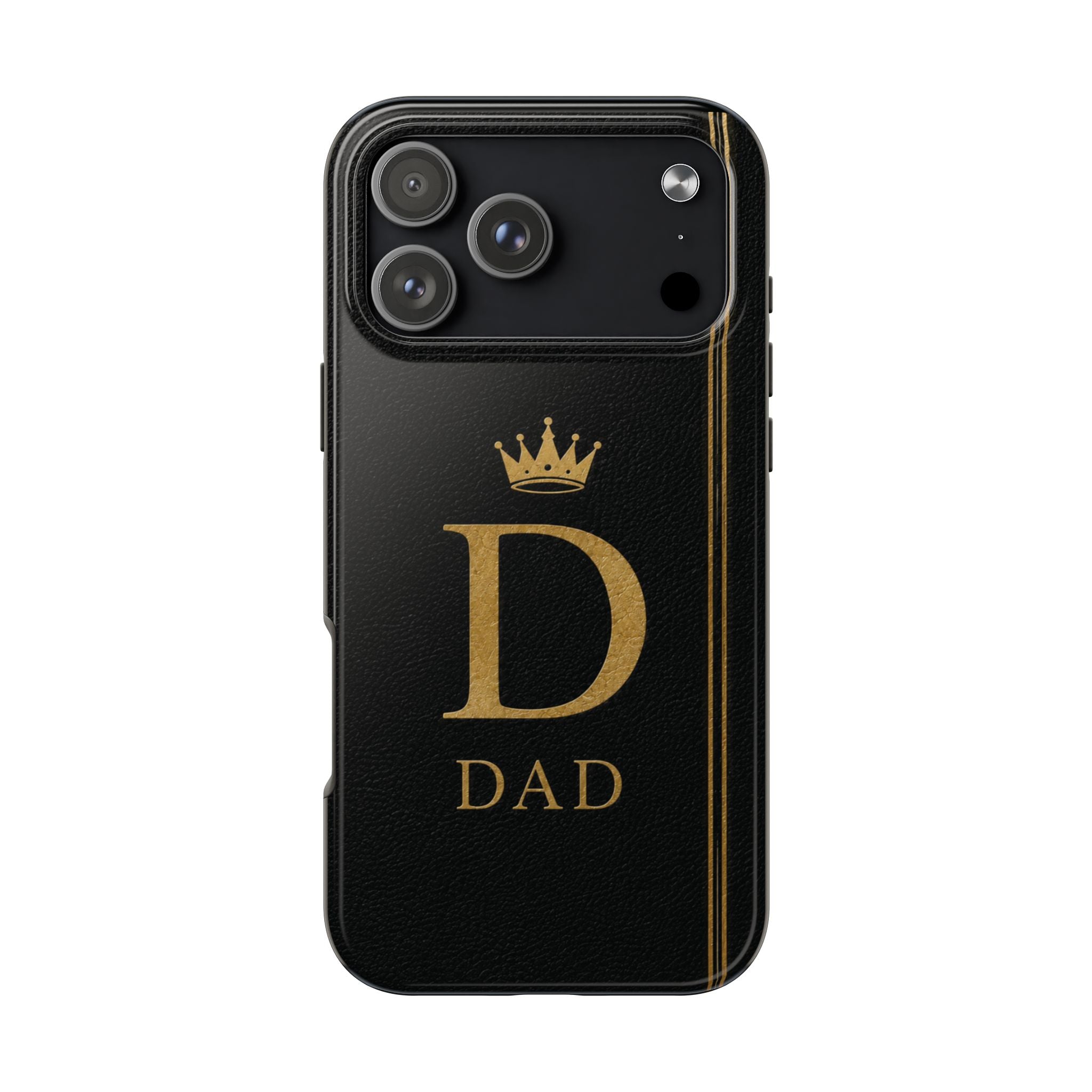 Dad Monogram Tough Phone Case — Black Gold Crown Initial