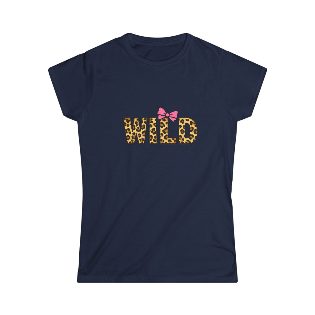 Wild Leopard Print Tee with Pink Bow – Women's Graphic Shirt
