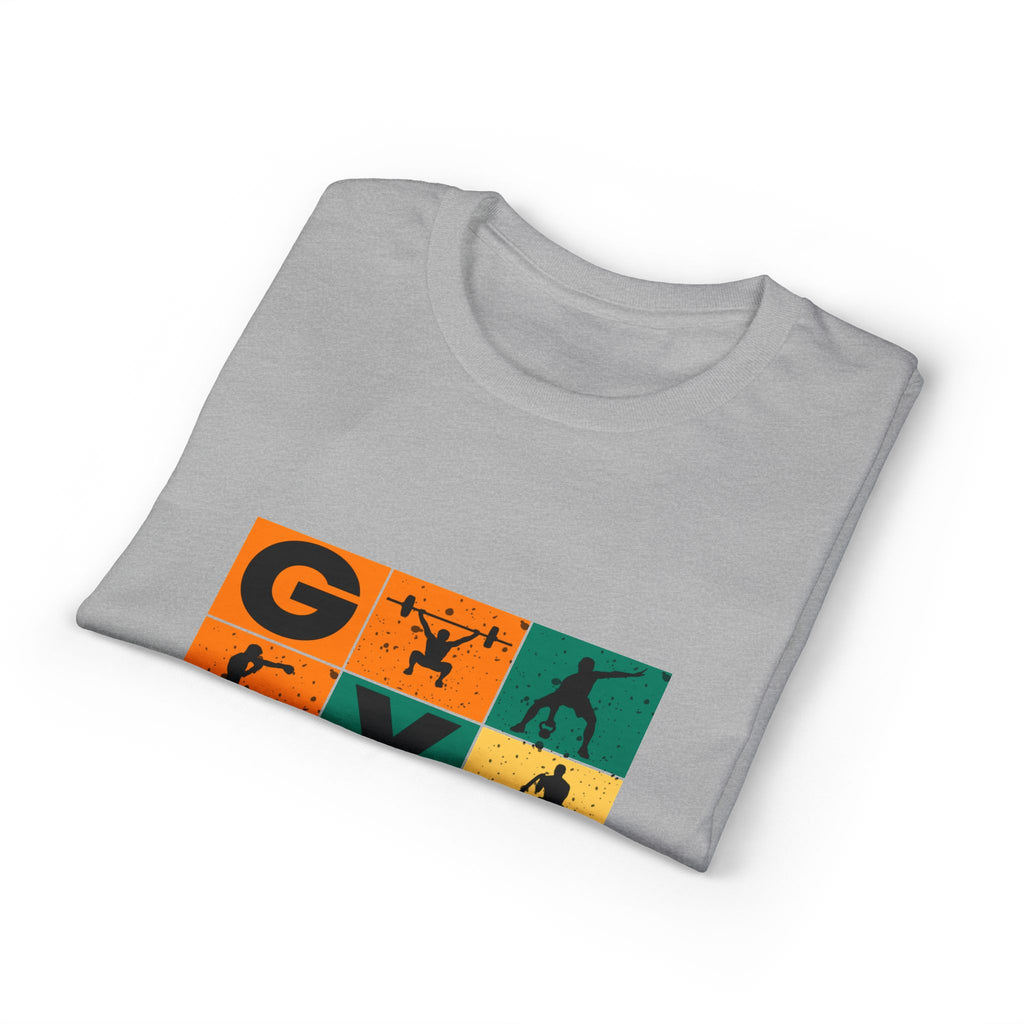 Gym Blocks Graphic T-Shirt — Retro Fitness Silhouette Tee