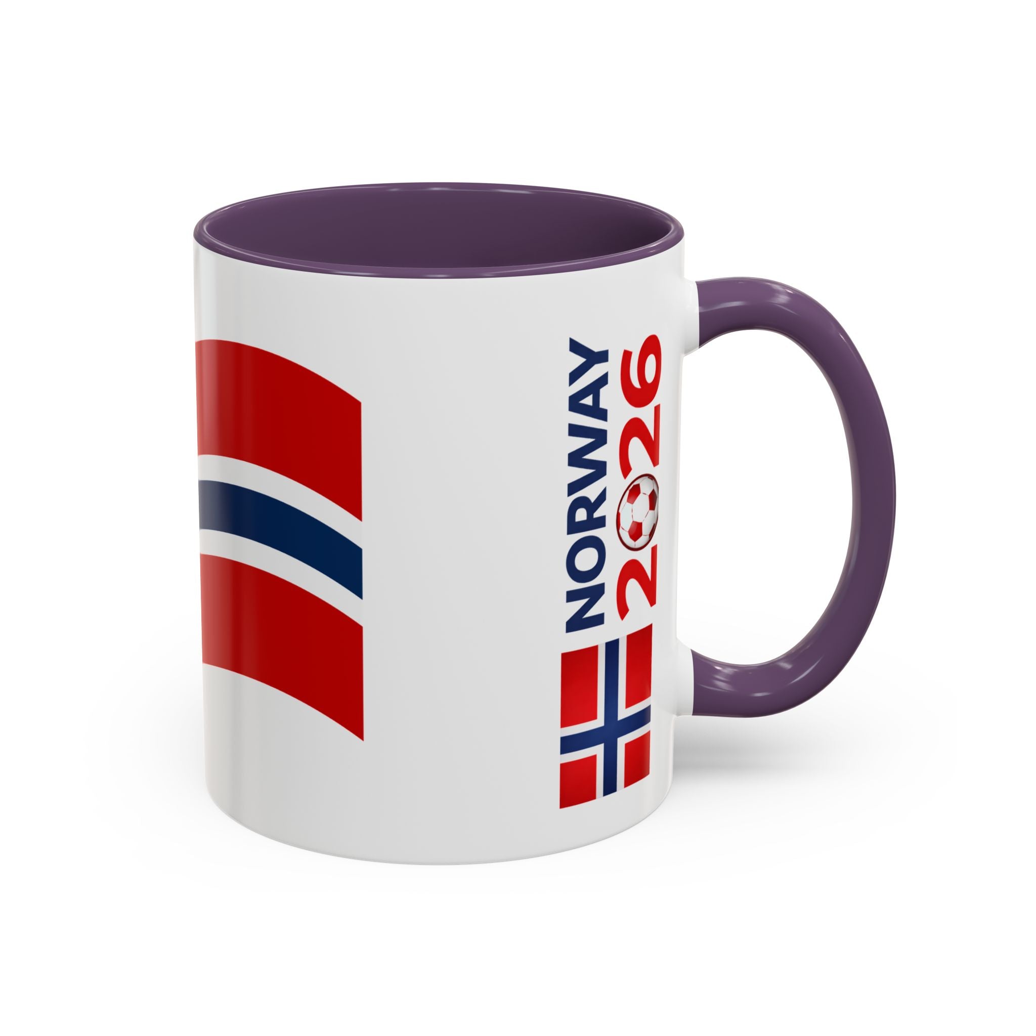 Norway Flag Accent Coffee Mug – Norway 2026 Soccer Fan Ceramic Mug (11/15oz)