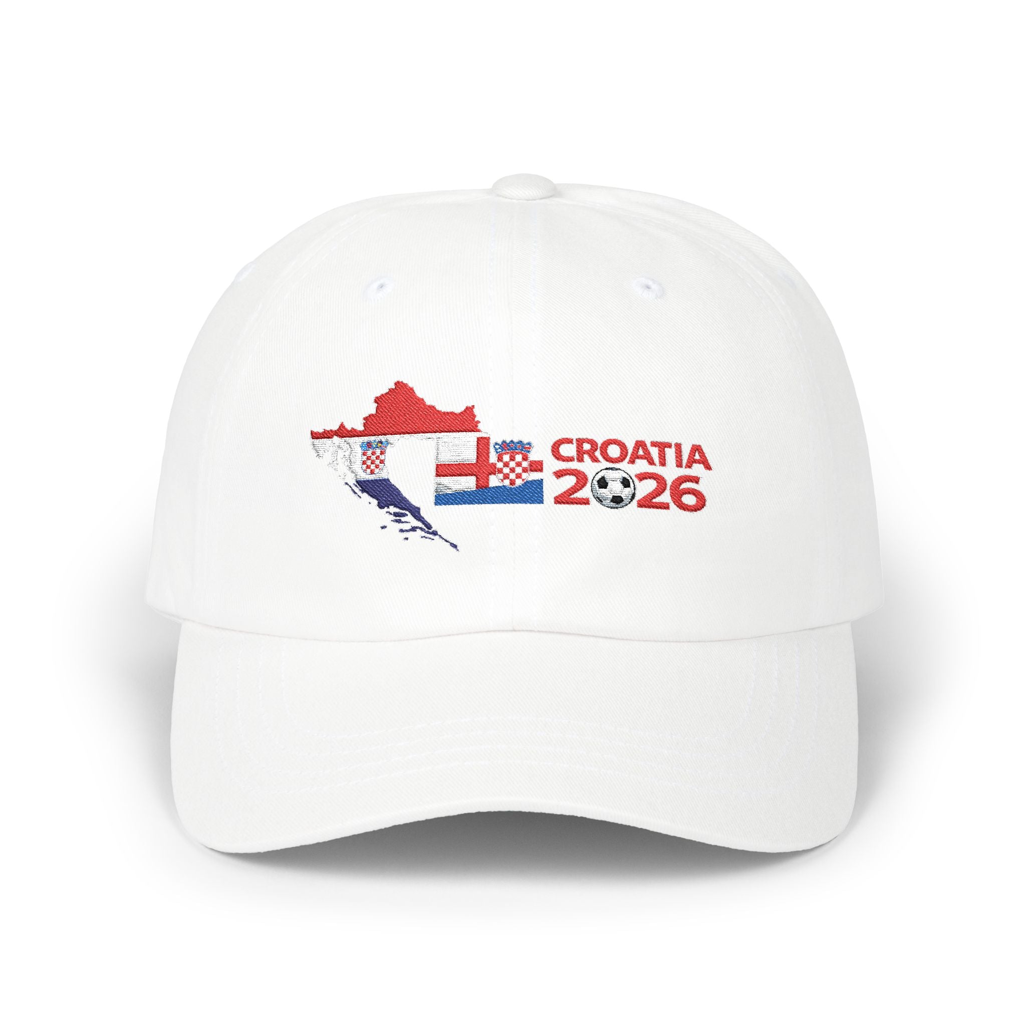 Croatia 2026 Embroidered Dad Cap — Croatian Flag Map Baseball Hat