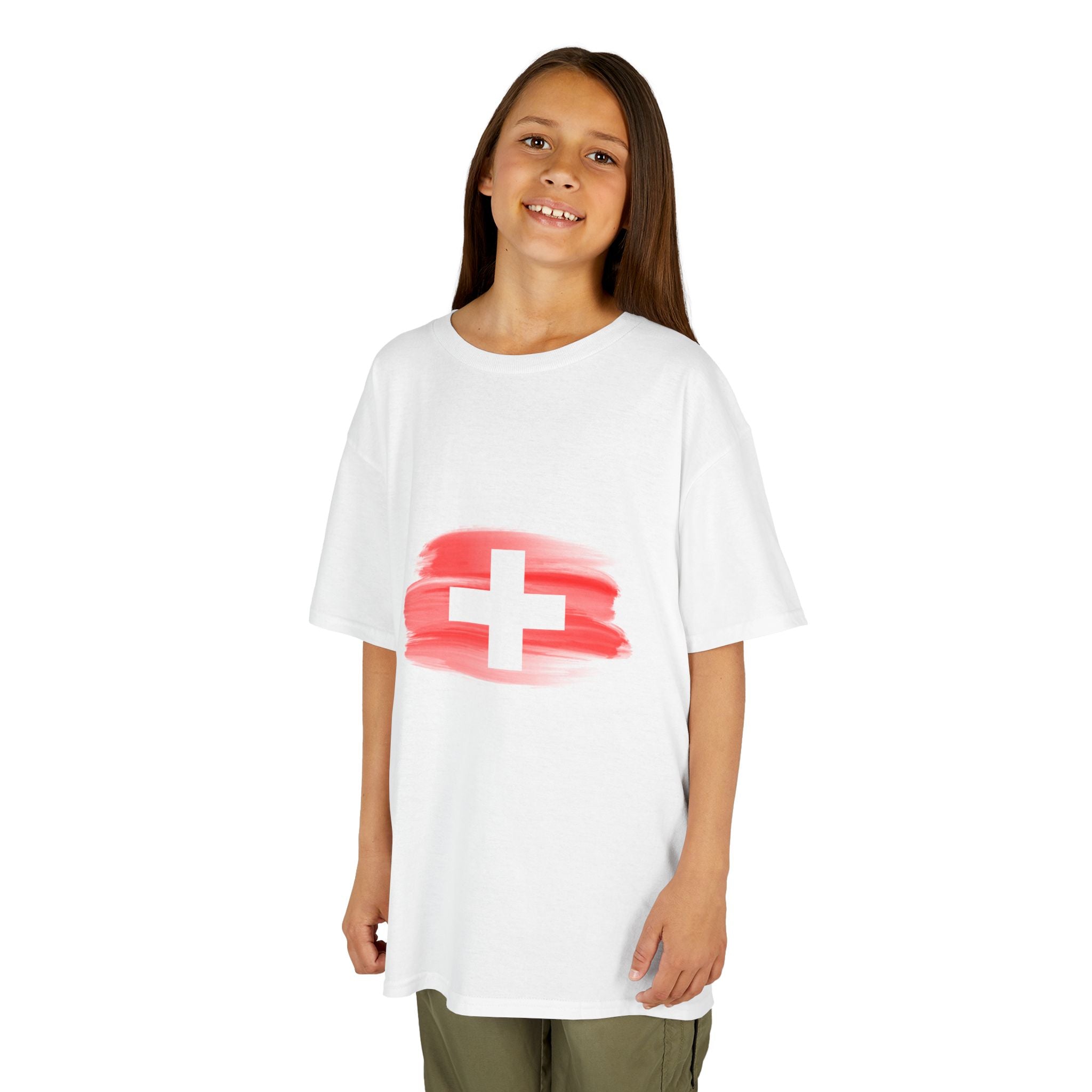 Switzerland Kids Switzerland Flag T‑Shirt — I  Switzerland Graphic