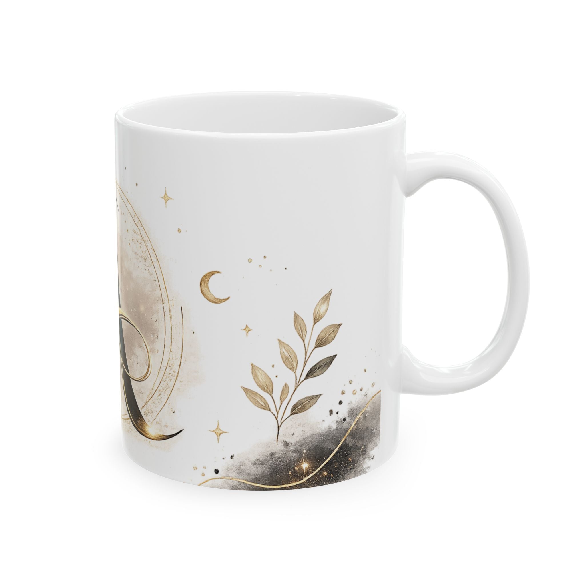 Monogram 'A' Gold Botanical Ceramic Mug