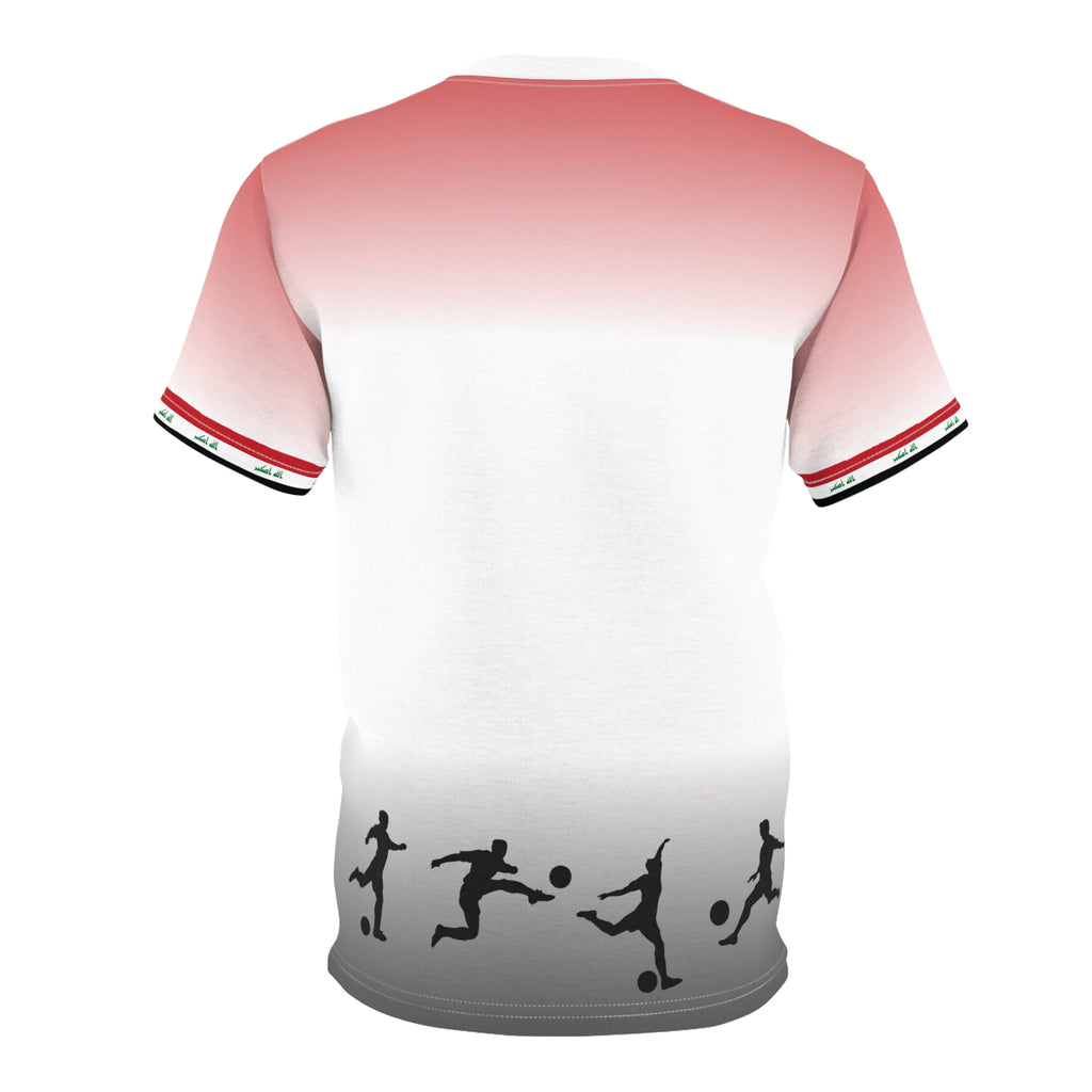 Iraq Lion Head Soccer Tee — Patriotic Football Graphic T-Shirt