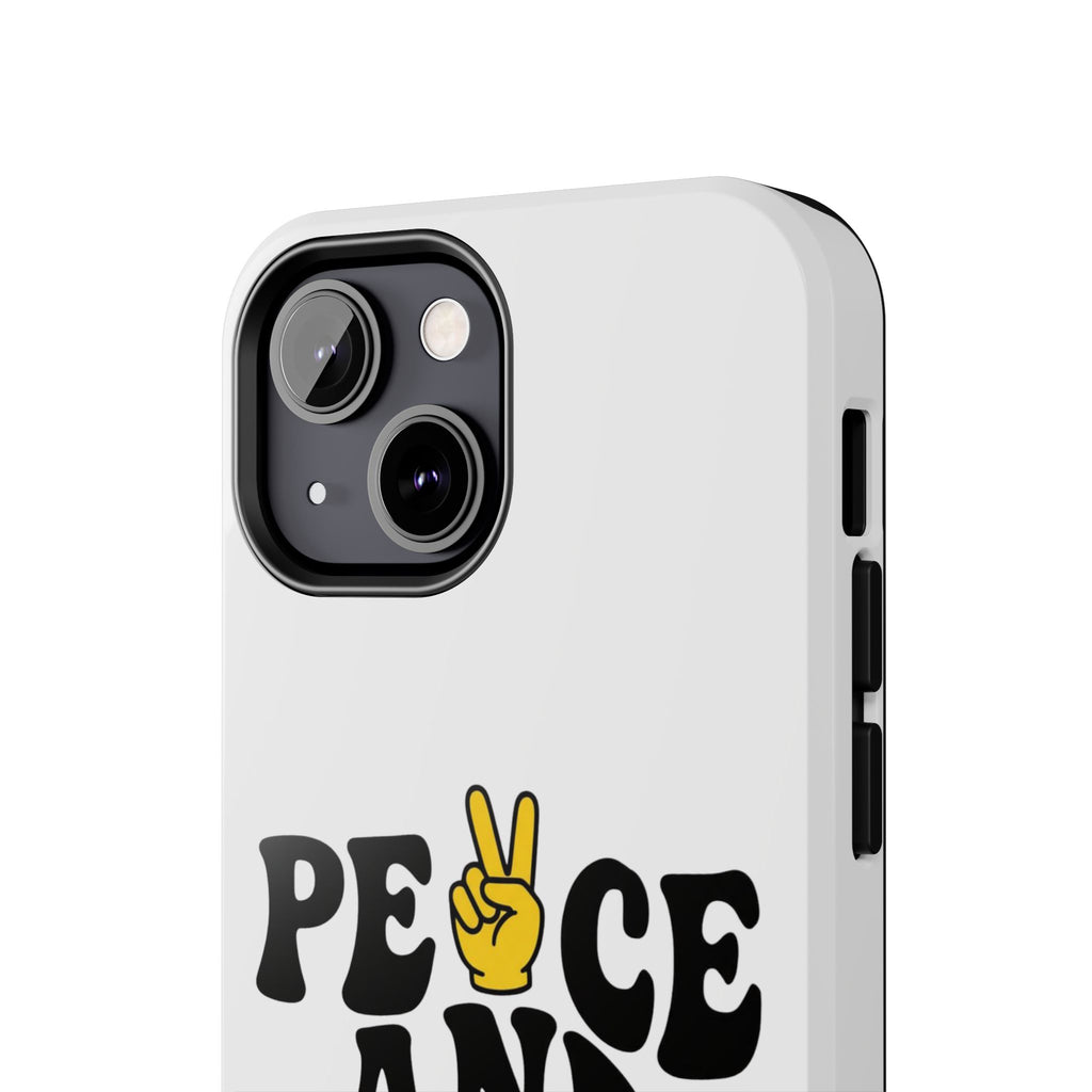 Peace and Love Tough Phone Case — Retro Peace Sign & Heart Protective Cover