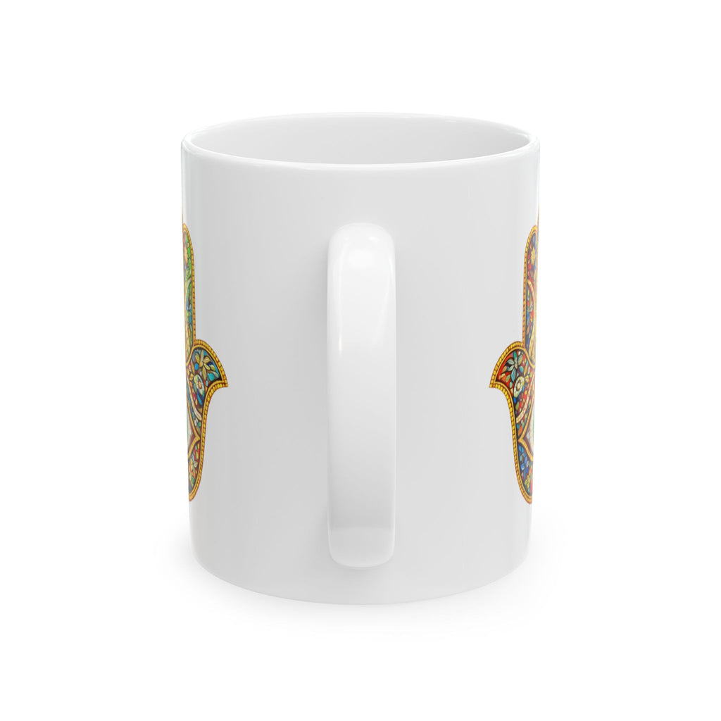 Hamsa Ceramic Mug – Colorful Boho Protection Coffee Cup (11oz, 15oz)