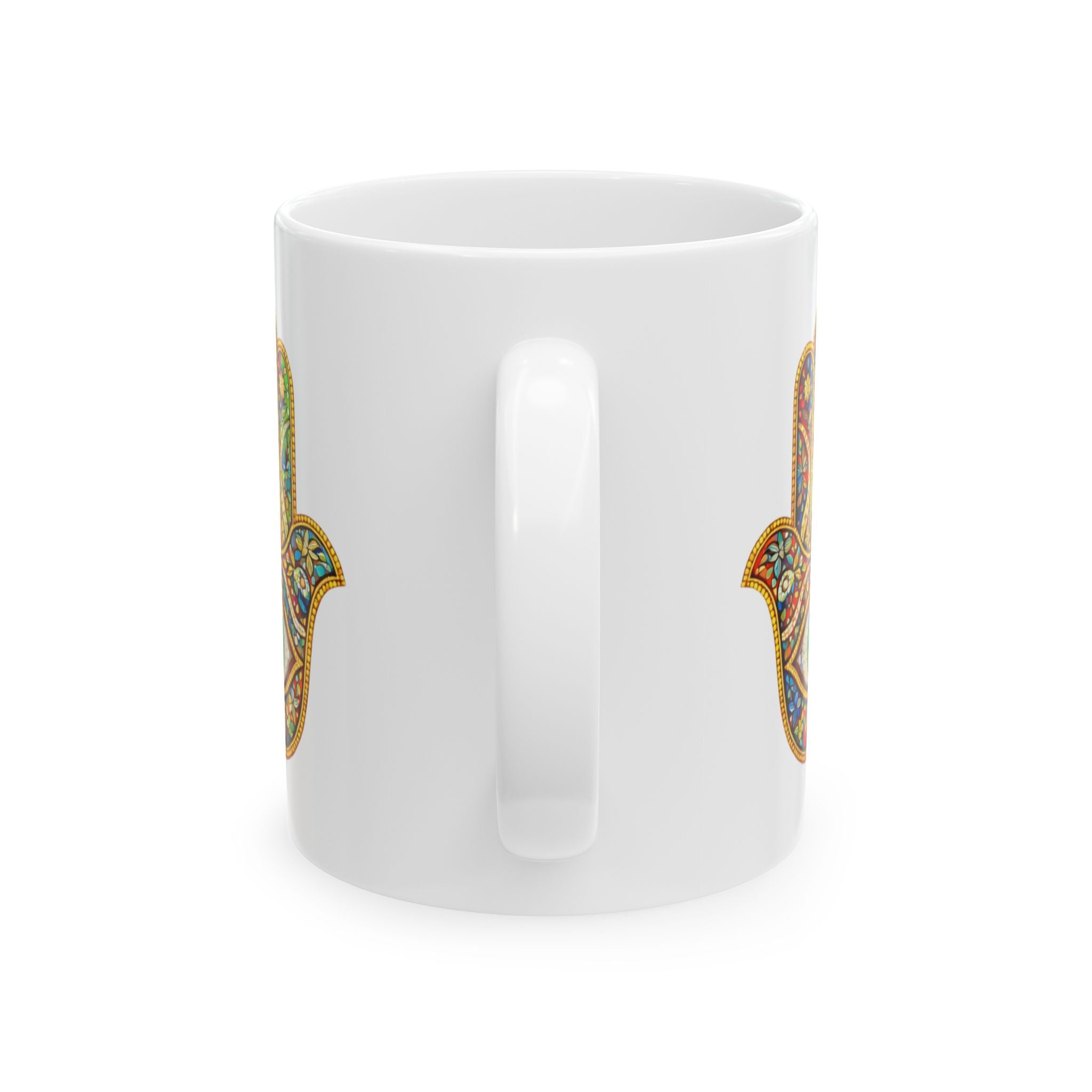 Hamsa Ceramic Mug – Colorful Boho Protection Coffee Cup (11oz, 15oz)