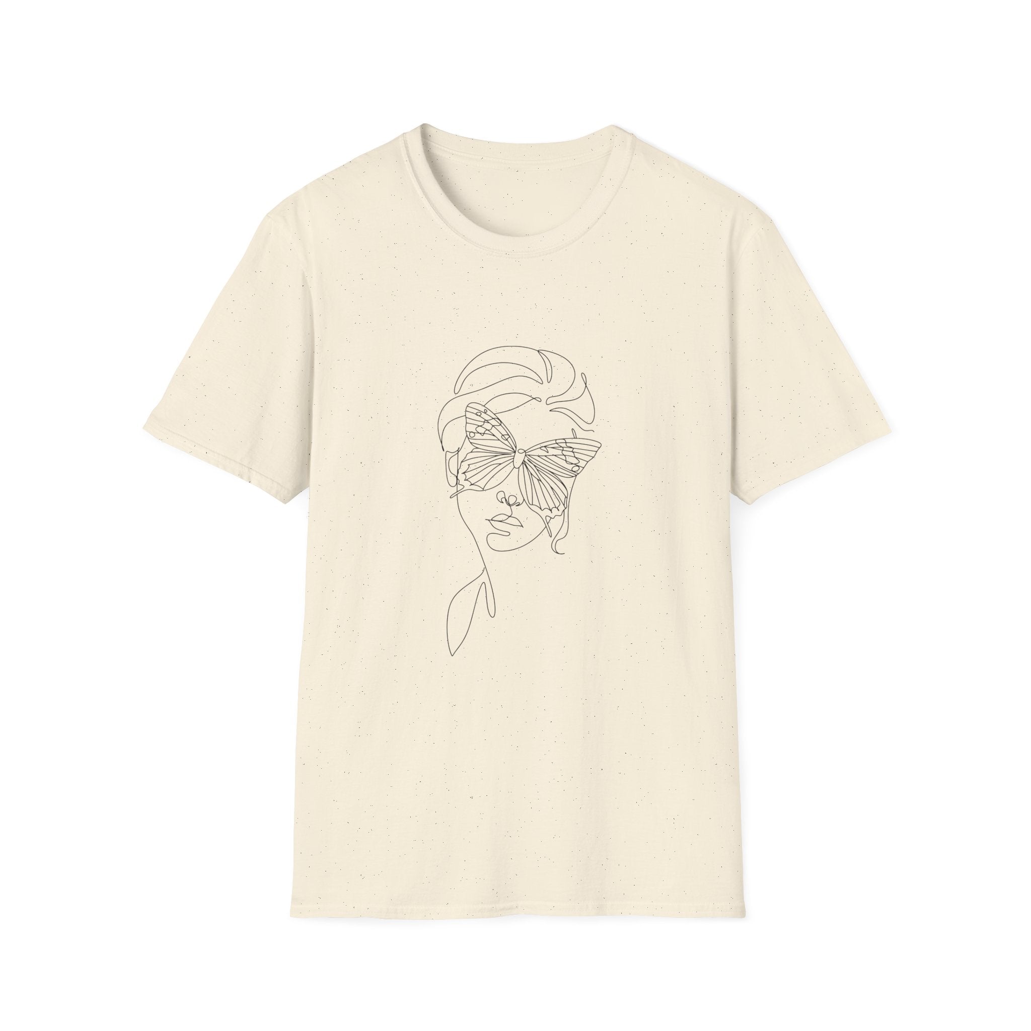 Minimal Line Art Face T‑Shirt — Abstract Floral Mask Graphic