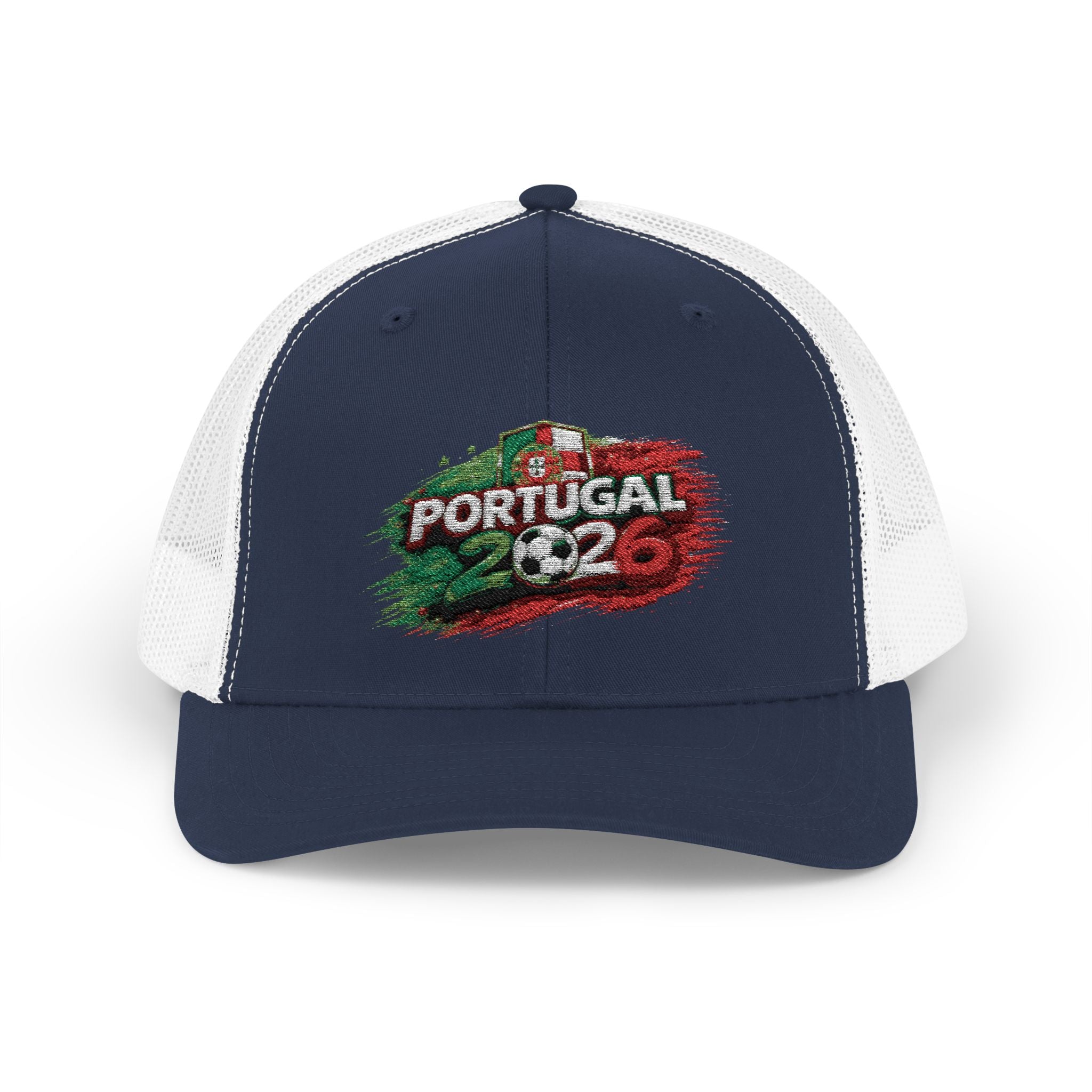 Portugal 2026 Soccer Snapback Trucker Cap – Vintage Flag Brushstroke Design