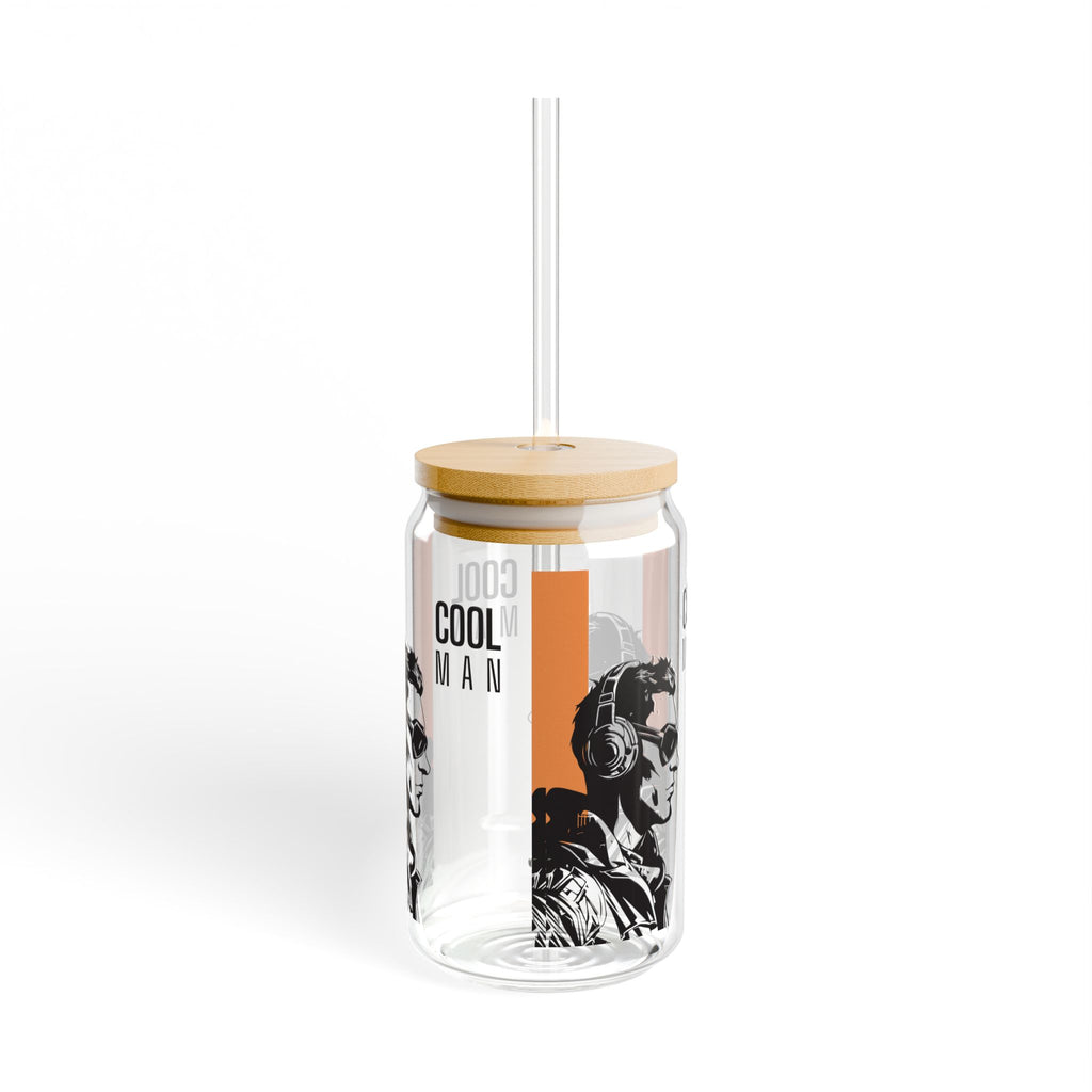 Cool Man Glass Sipper Cup — 16oz Bamboo Lid Straw Tumbler