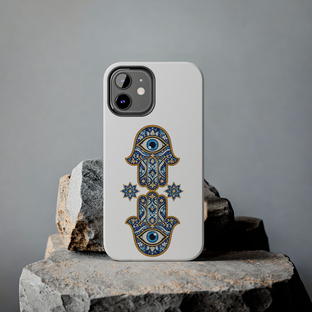 Hamsa Eye Tough Phone Case — Blue Mosaic Protective Phone Cover