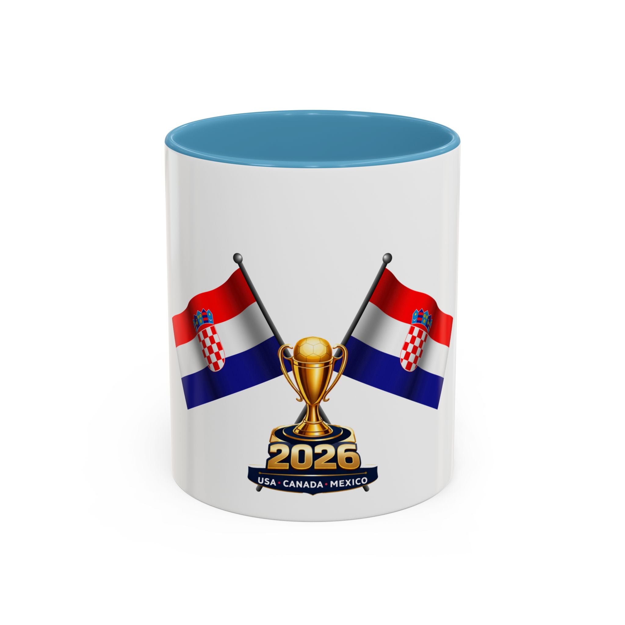 Croatia 2026 Soccer Fan Coffee Mug — Flags & Trophy Cup Design