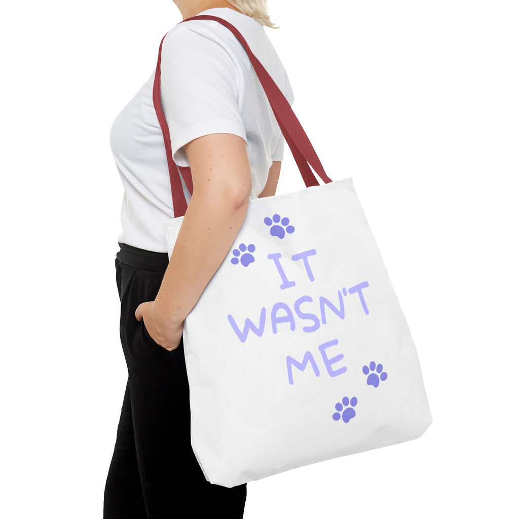 Cat Paw Print Tote — "It Wasn't Me" Funny Cat Tote Bag