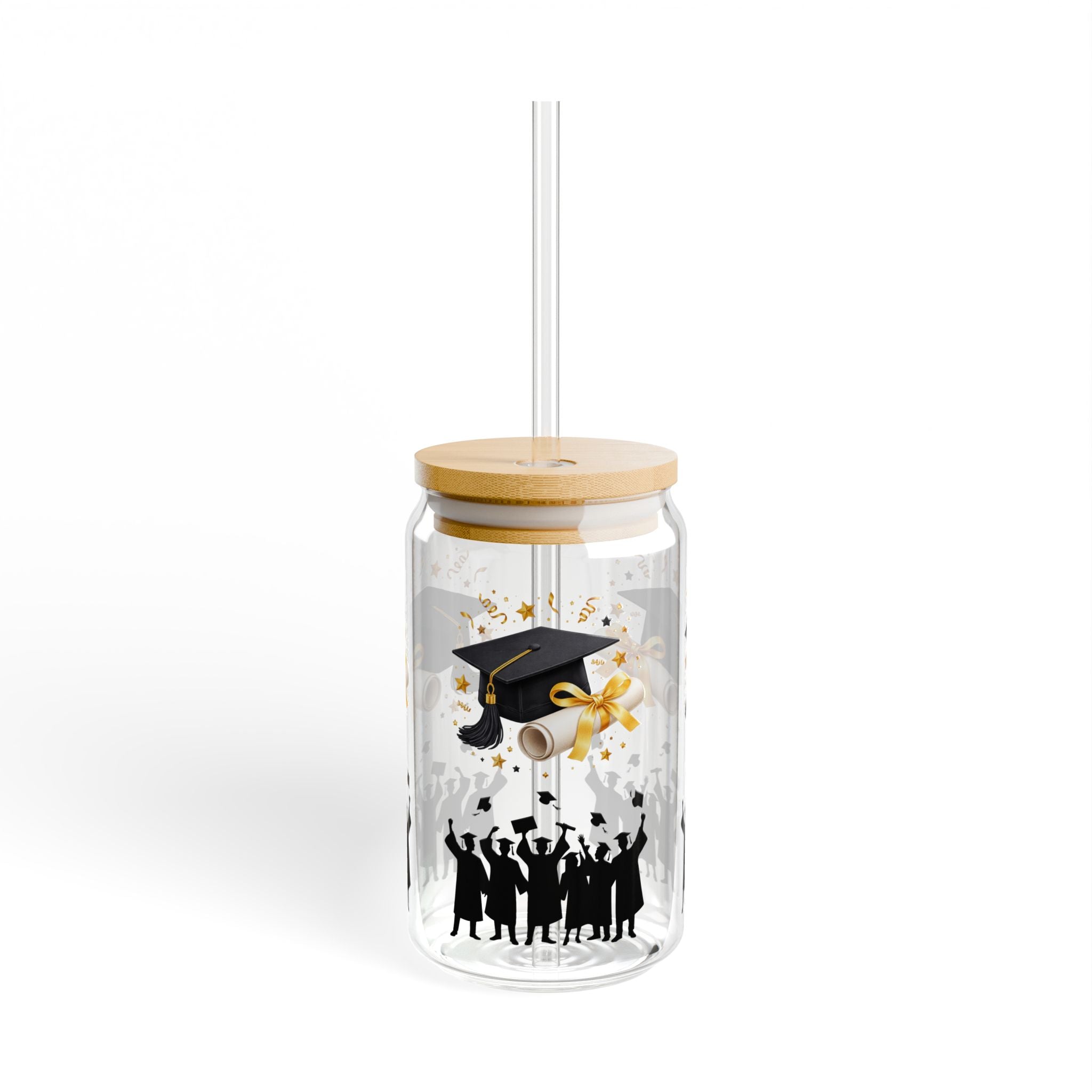 Graduation Cheers Sipper Glass - 16oz Graduation Cap & Diploma Party Tumbler