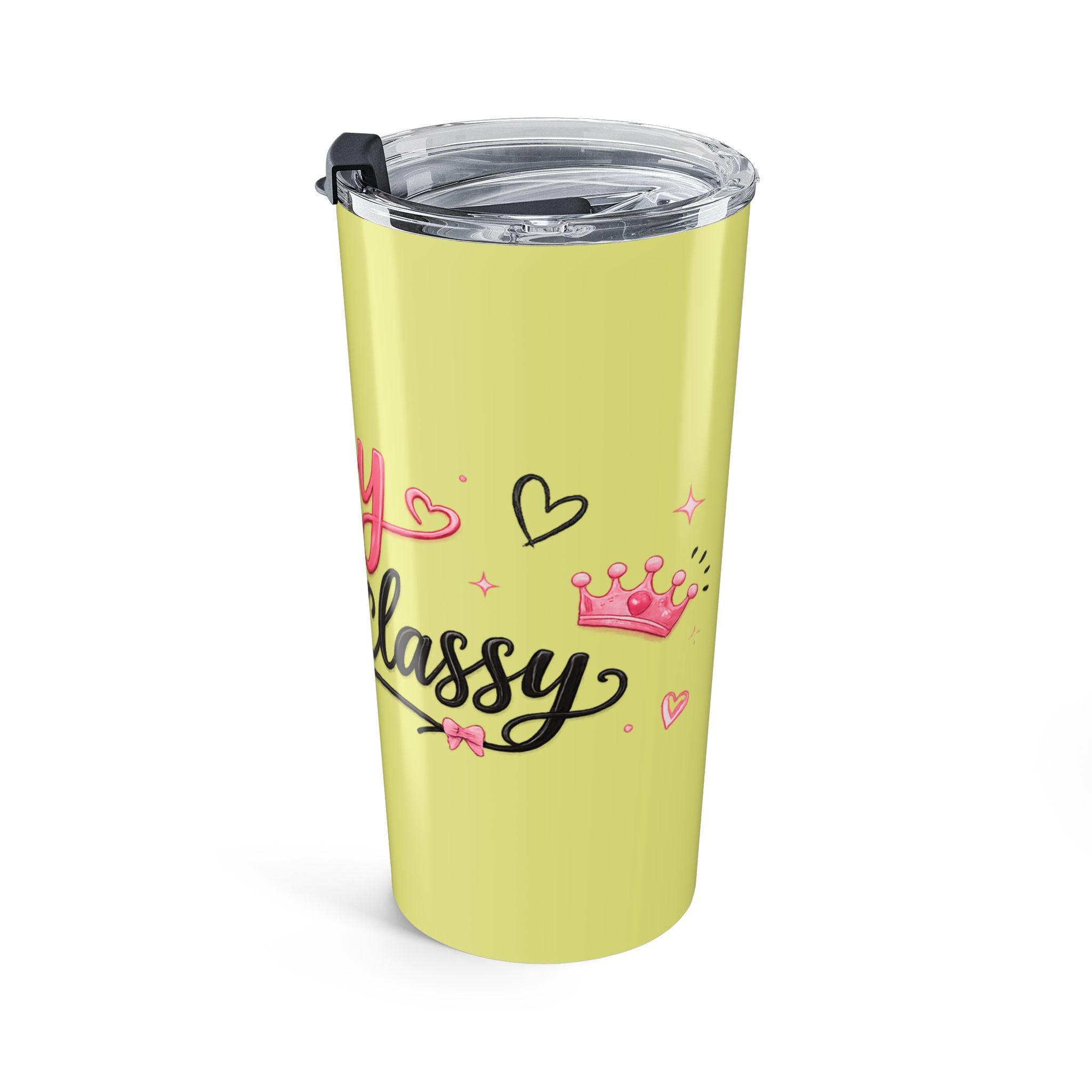 20oz Tumbler - "Sassy but Classy" Insulated Travel Cup, Cute Yellow Stainless Steel Tumbler for Women