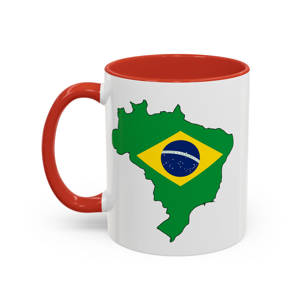 Brazil Map Coffee Mug — Brazilian Flag Accent 11/15oz